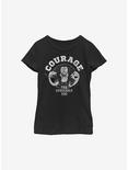 Courage The Cowardly Dog Courage Badge Youth Girls T-Shirt, BLACK, hi-res