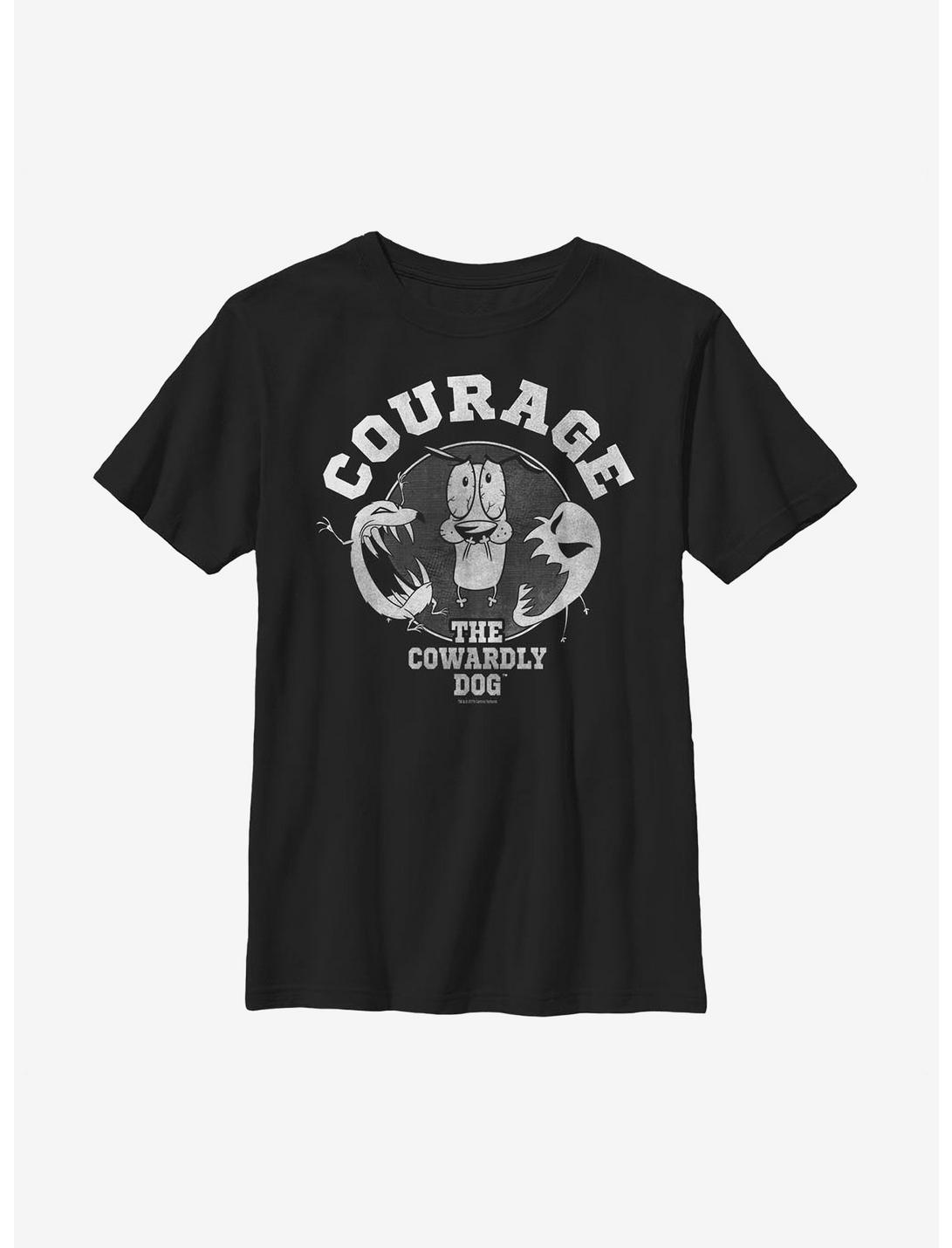 Courage The Cowardly Dog Courage Badge Youth T-Shirt, BLACK, hi-res