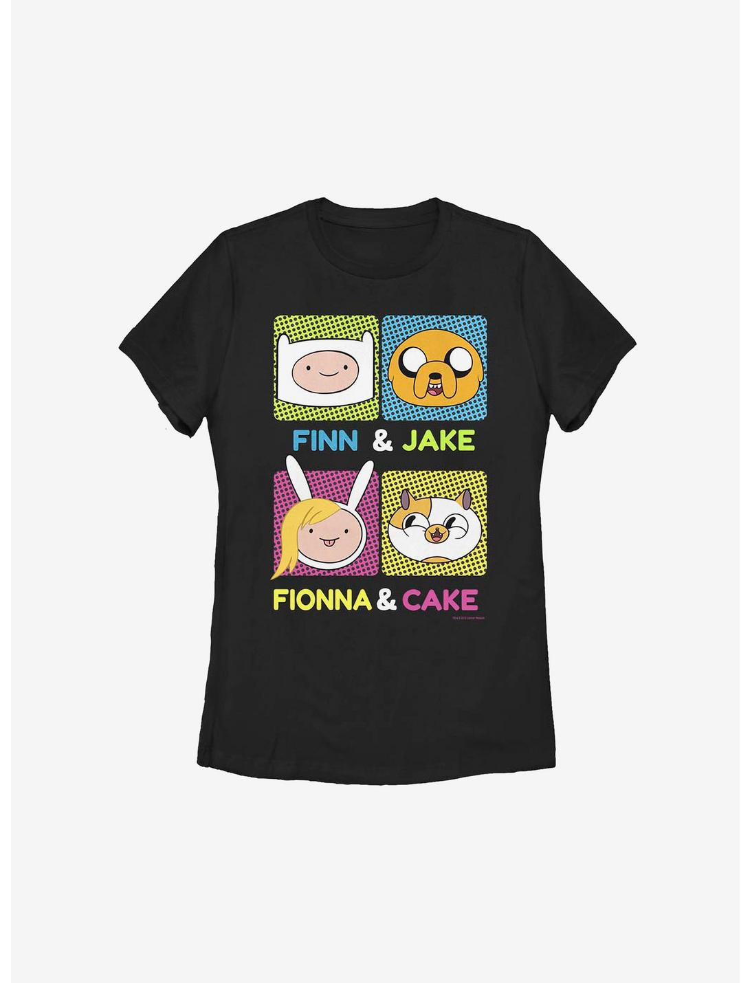 Adventure Time Finn Fionna Cake Jake Womens T-Shirt, BLACK, hi-res