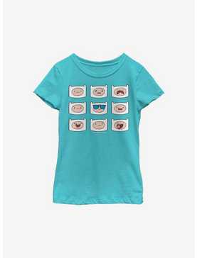 Adventure Time Finn Many Faces Youth Girls T-Shirt, , hi-res