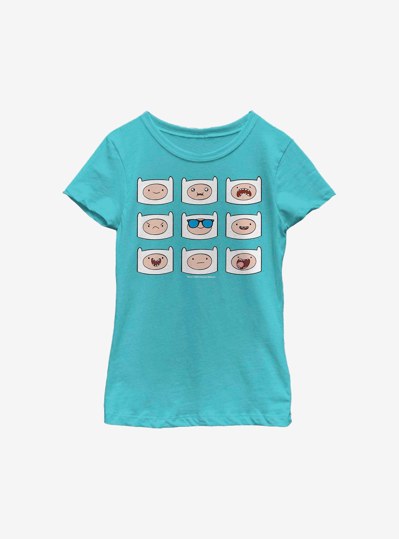 Adventure Time Finn Many Faces Youth Girls T-Shirt, TAHI BLUE, hi-res