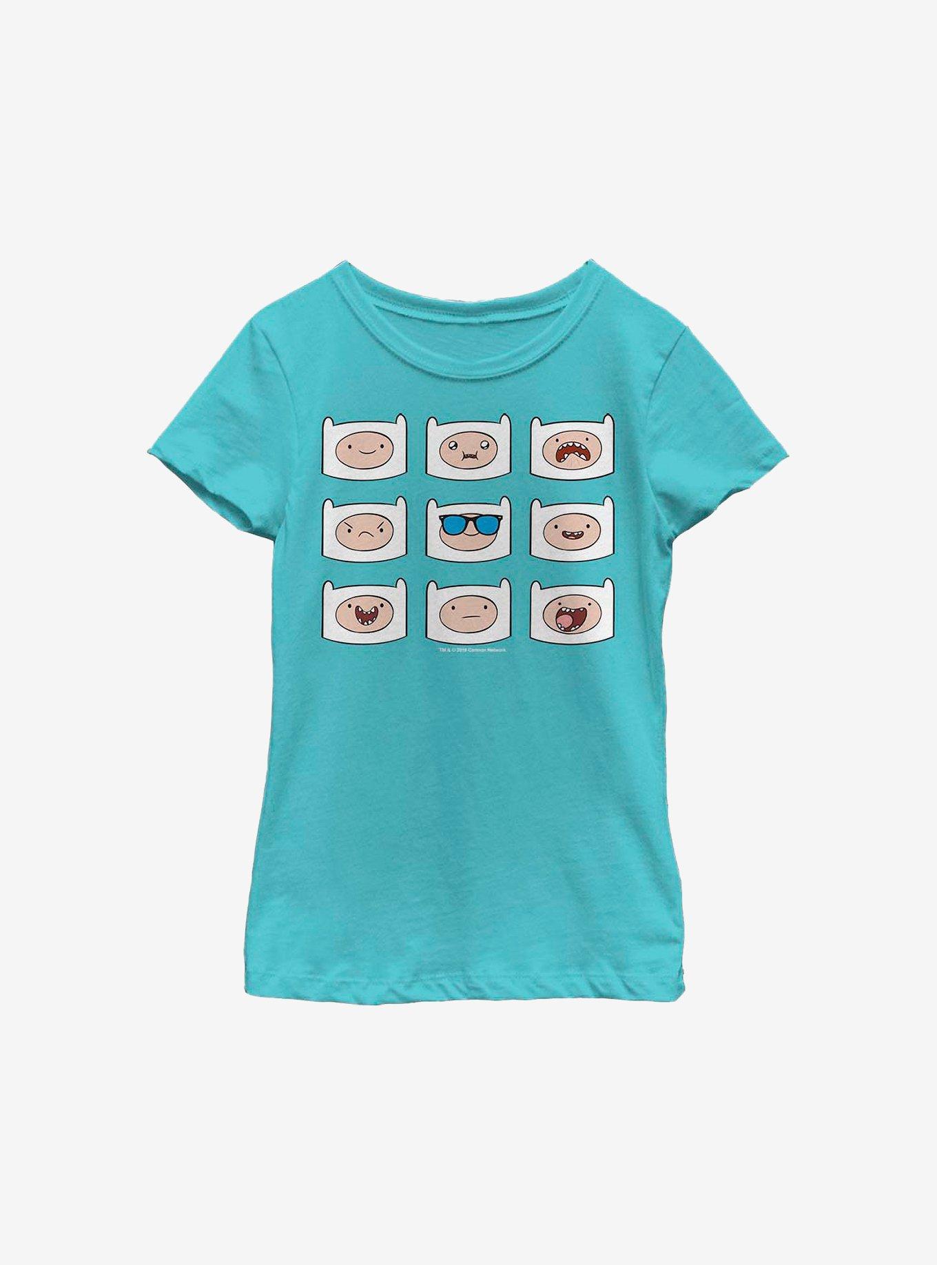 Adventure Time Finn Many Faces Youth Girls T-Shirt, , hi-res
