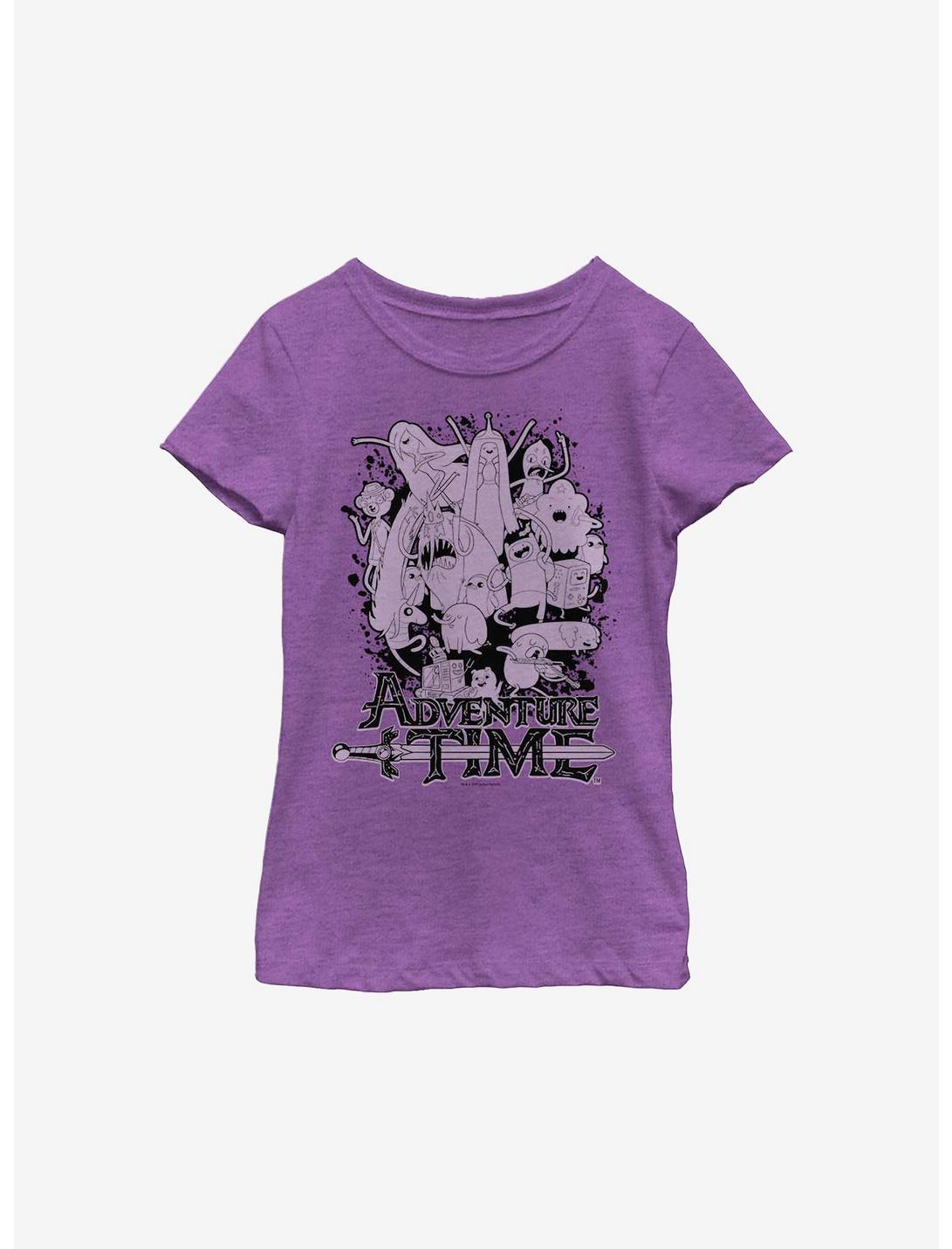 Adventure Time Group Splat Youth Girls T-Shirt, PURPLE BERRY, hi-res