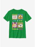 Adventure Time Finn Fionna Cake Jake Youth T-Shirt, KELLY, hi-res
