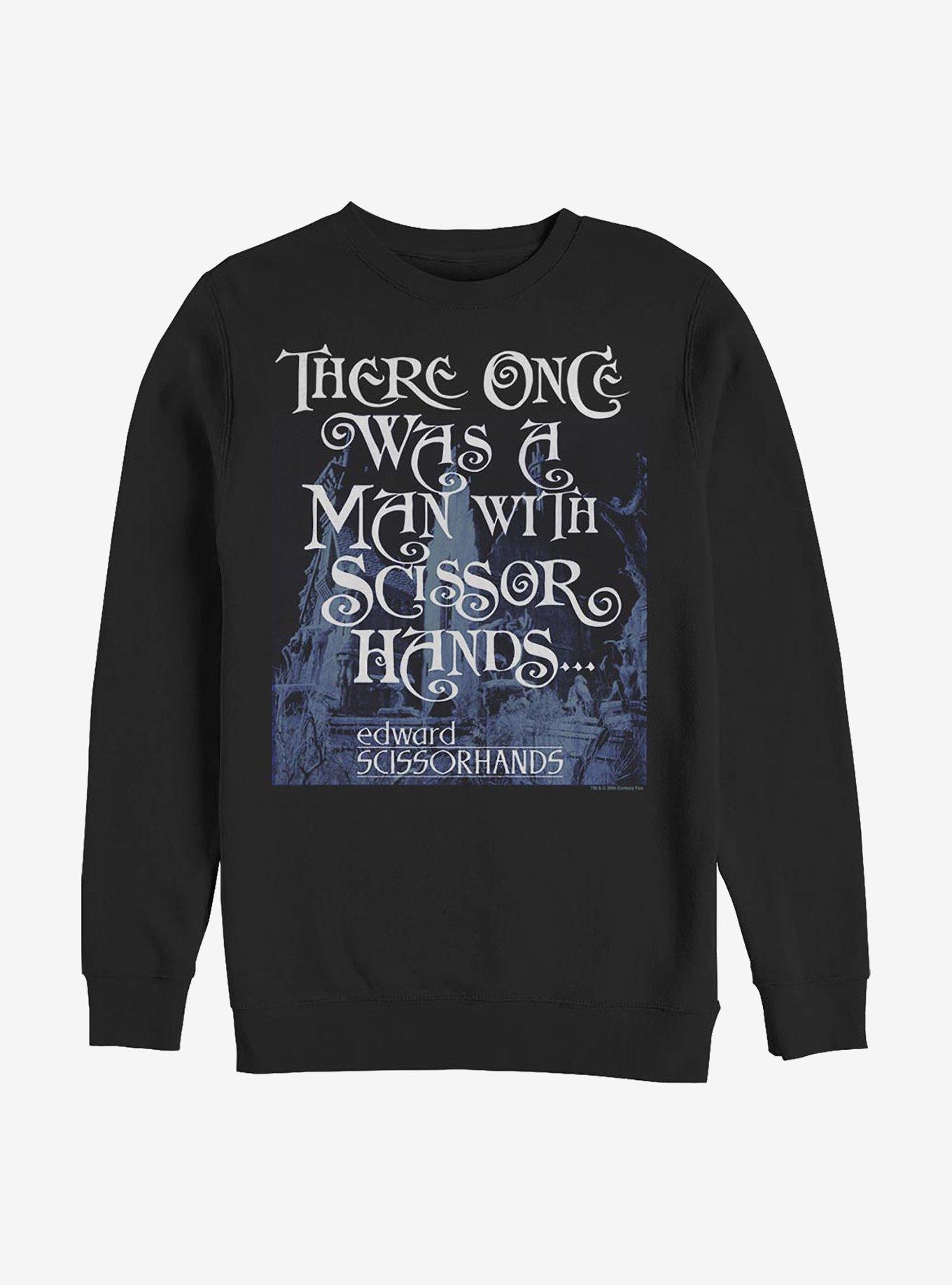 Edward Scissorhands Man With Scissor Hands Crew Sweatshirt, BLACK, hi-res