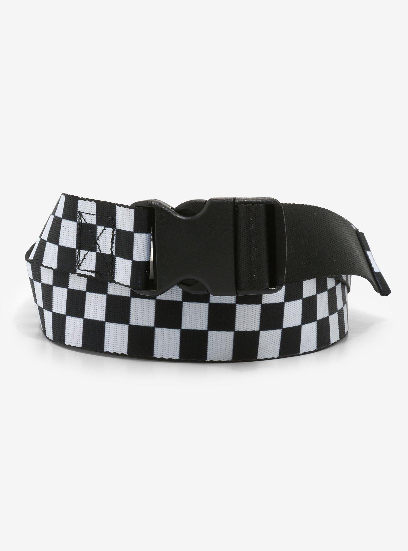 Buckle-Down Black & White Checkered Web Belt, , hi-res