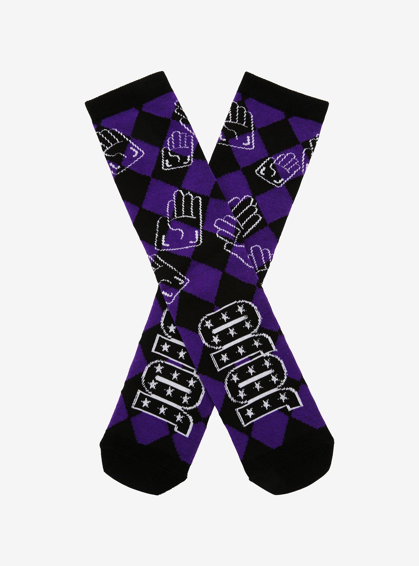 JoJo's Bizarre Adventure Jotaro Hand Checkered Crew Socks, , hi-res