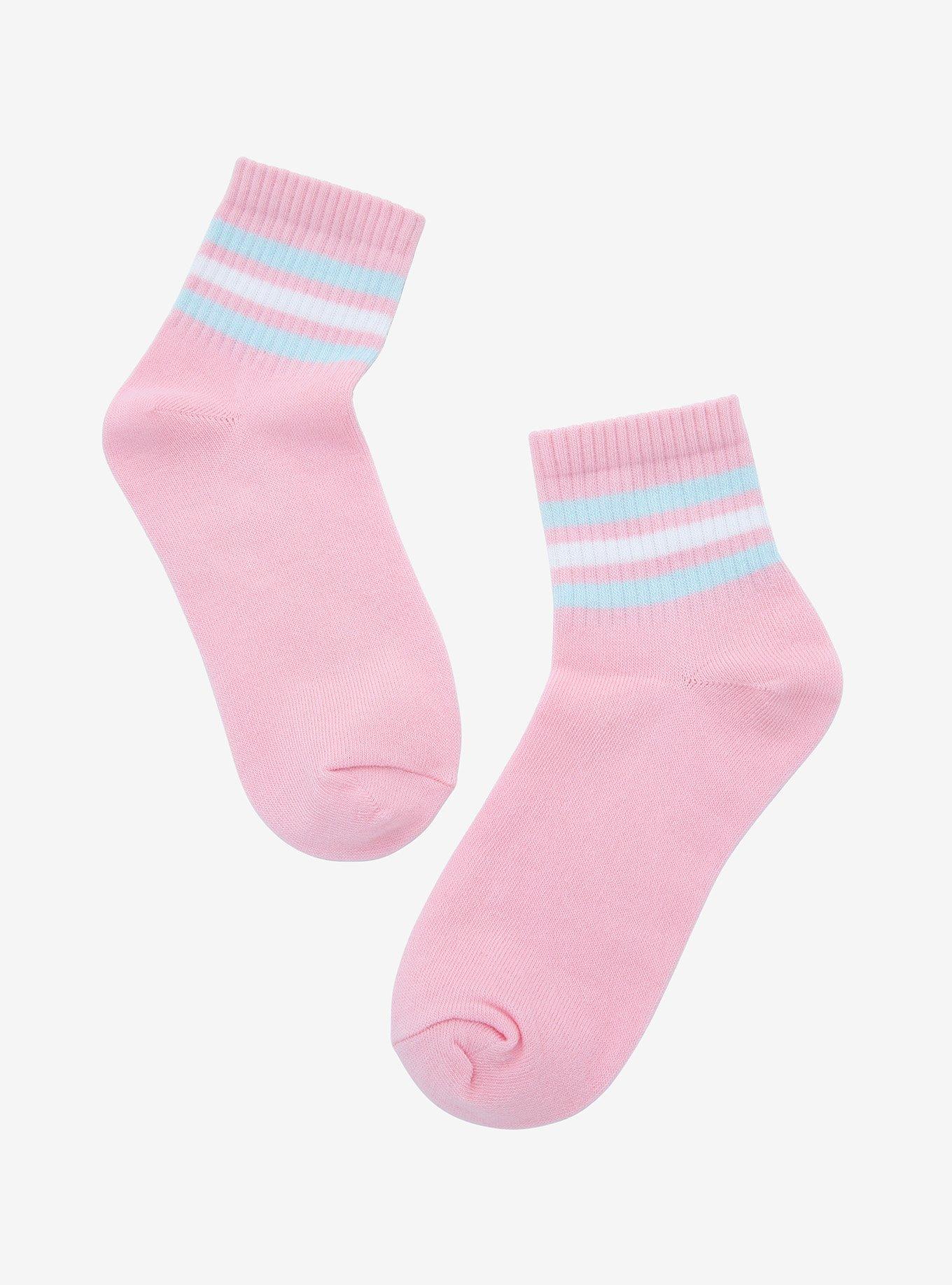 Pastel Pink & Blue Stripe Ankle Socks | Hot Topic