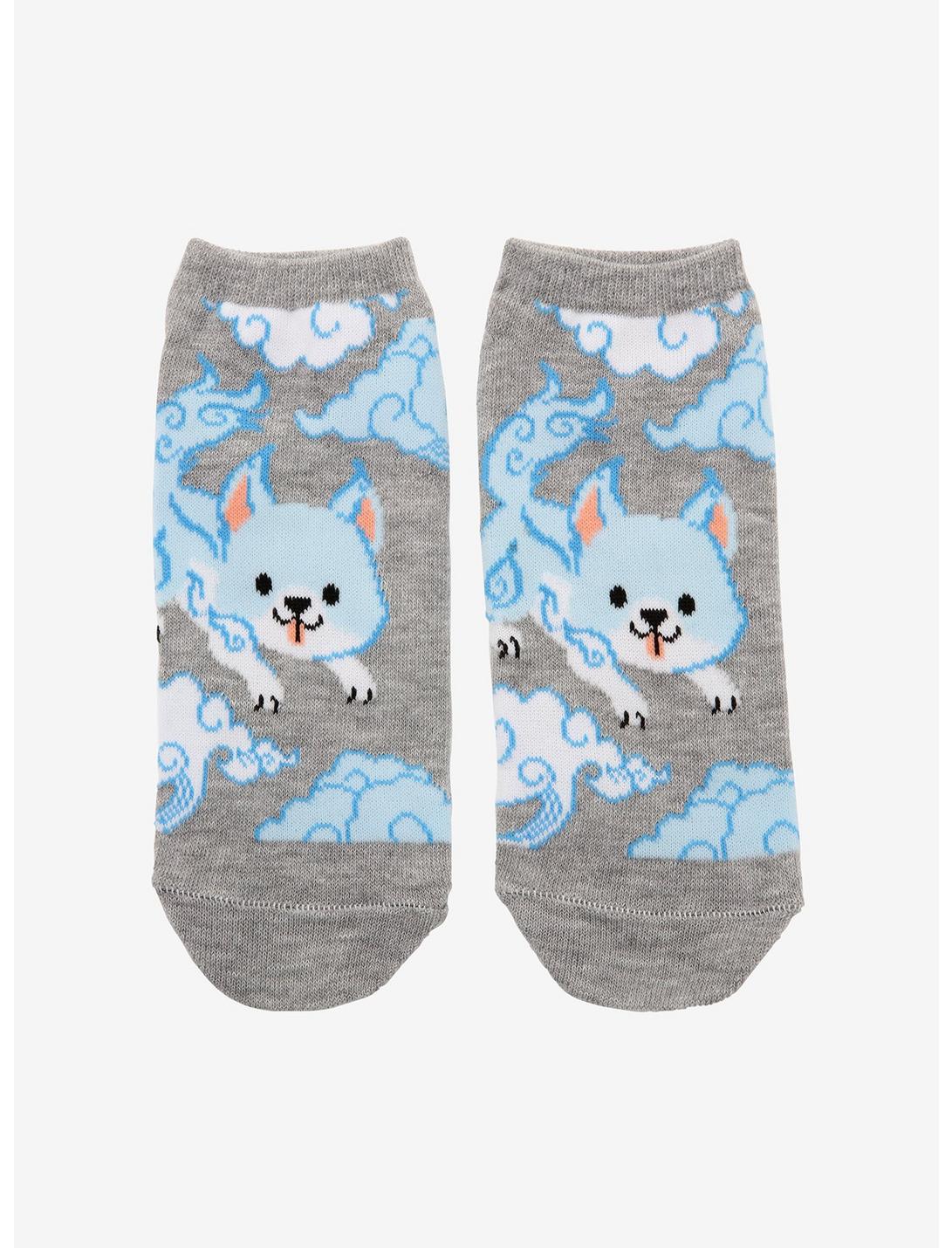 Yokai Dog Grey No-Show Socks, , hi-res
