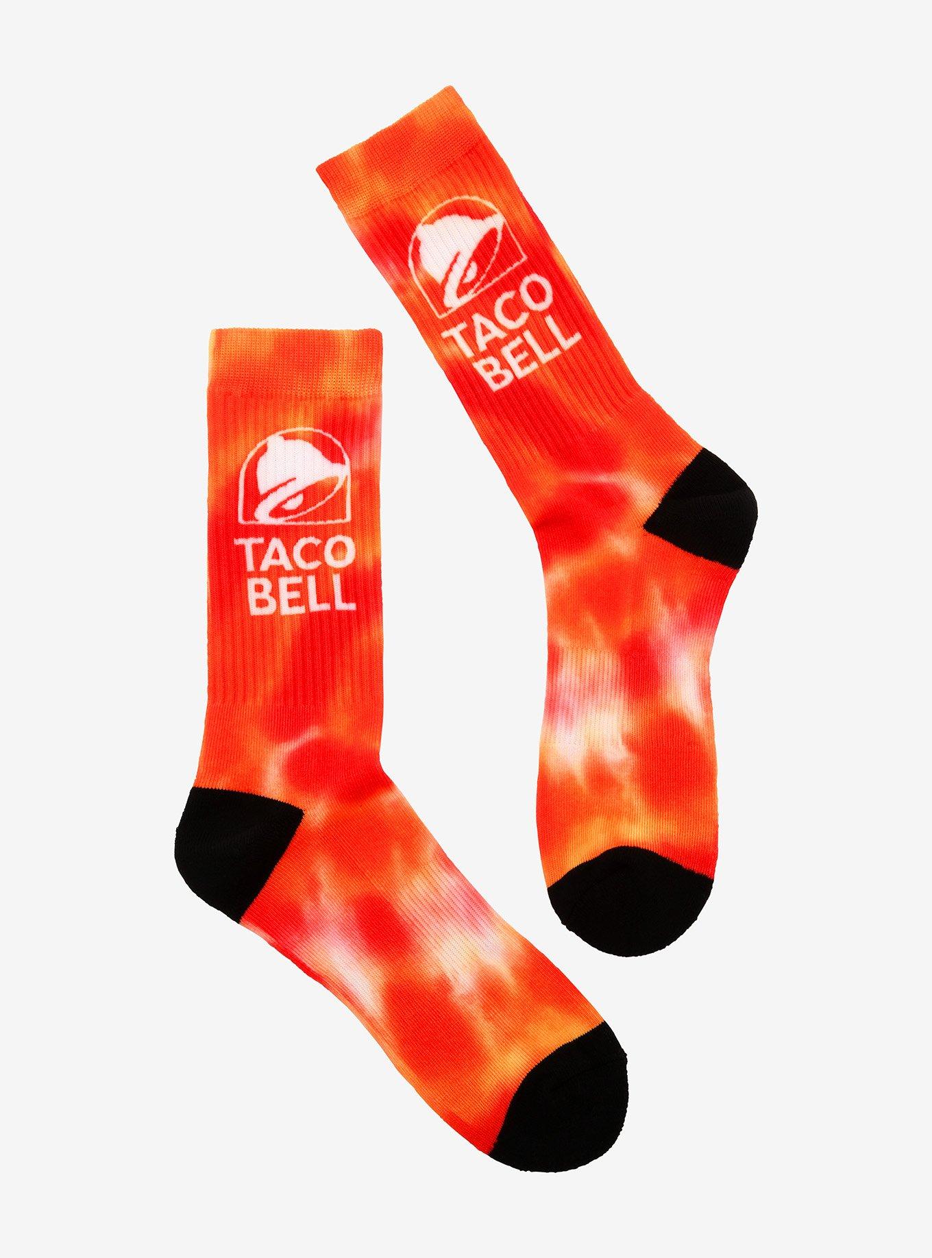 Taco Bell Logo Orange Wash Crew Socks, , hi-res