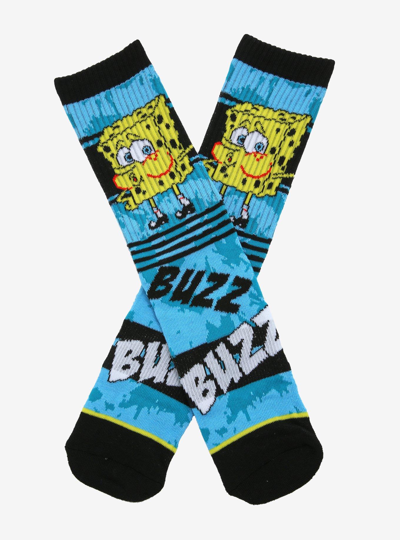 SpongeBob SquarePants Tired Blue Wash Crew Socks, , hi-res