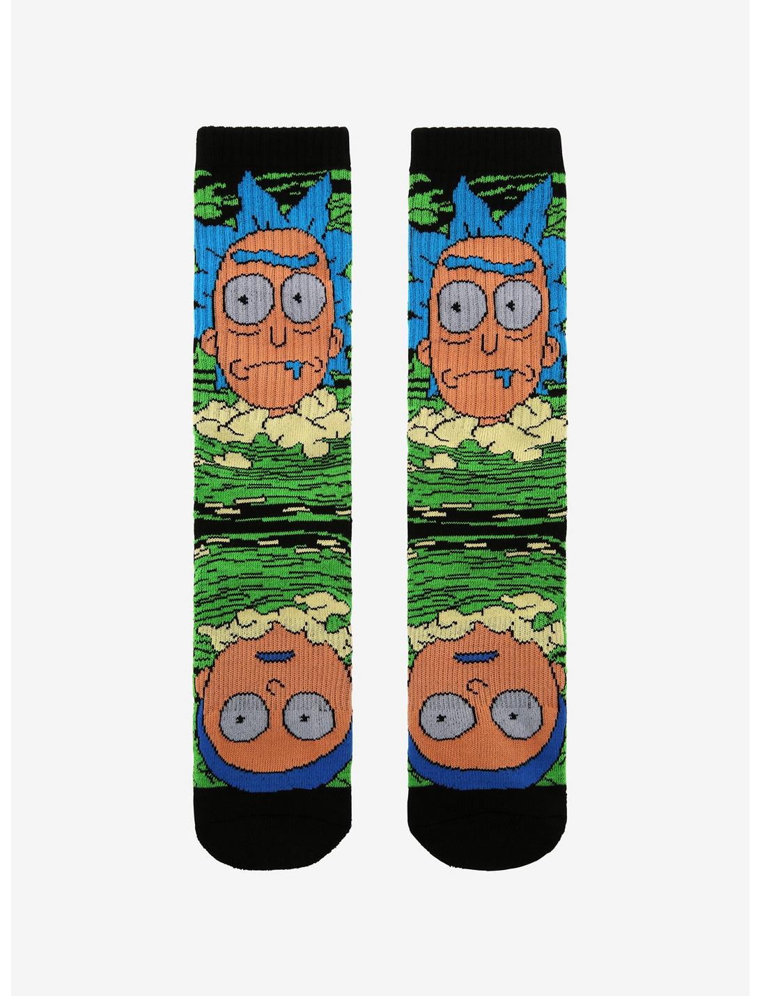 Rick And Morty Green Smoke Crew Socks, , hi-res