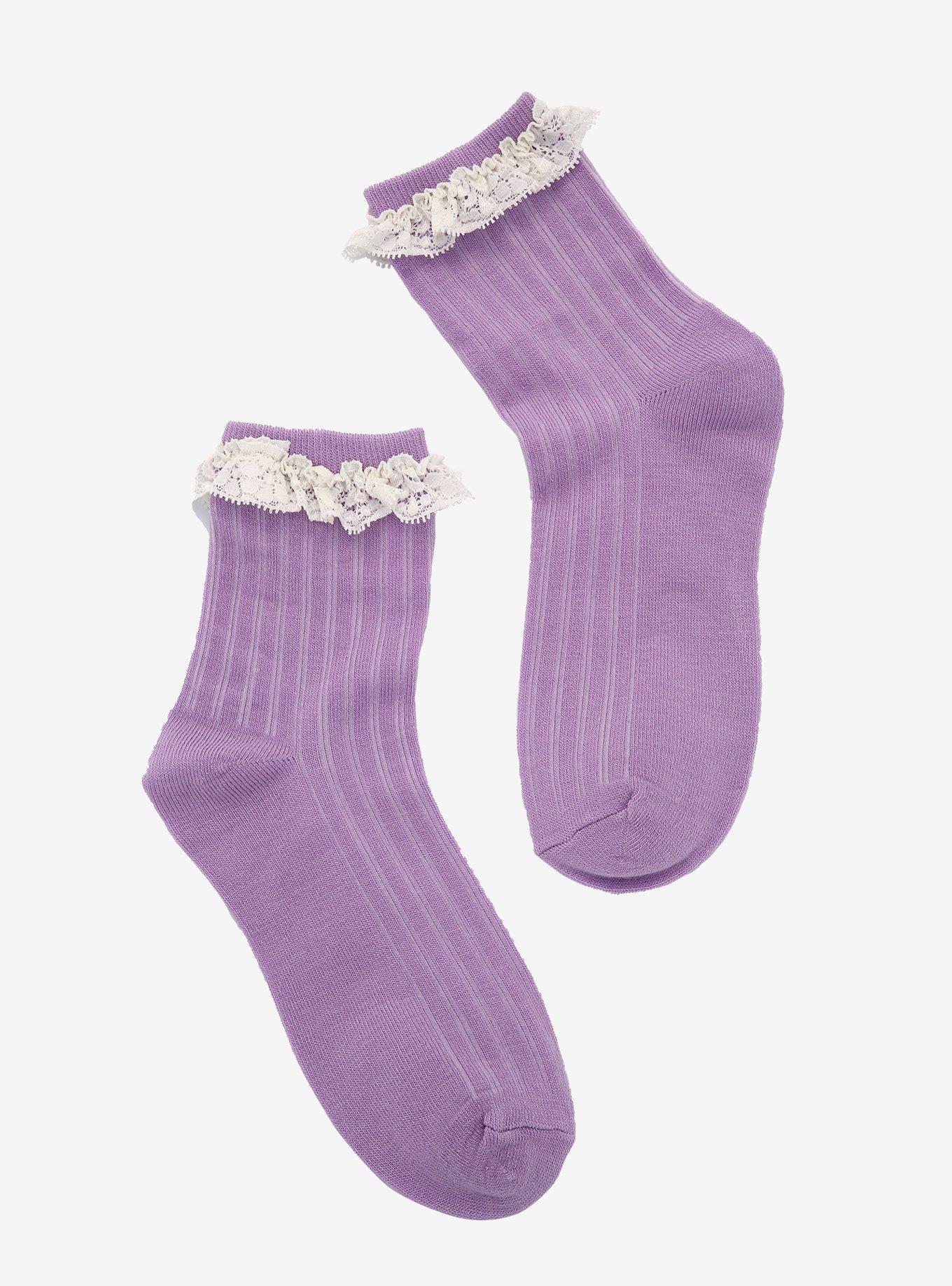 Lavender Lace Ankle Socks, , hi-res