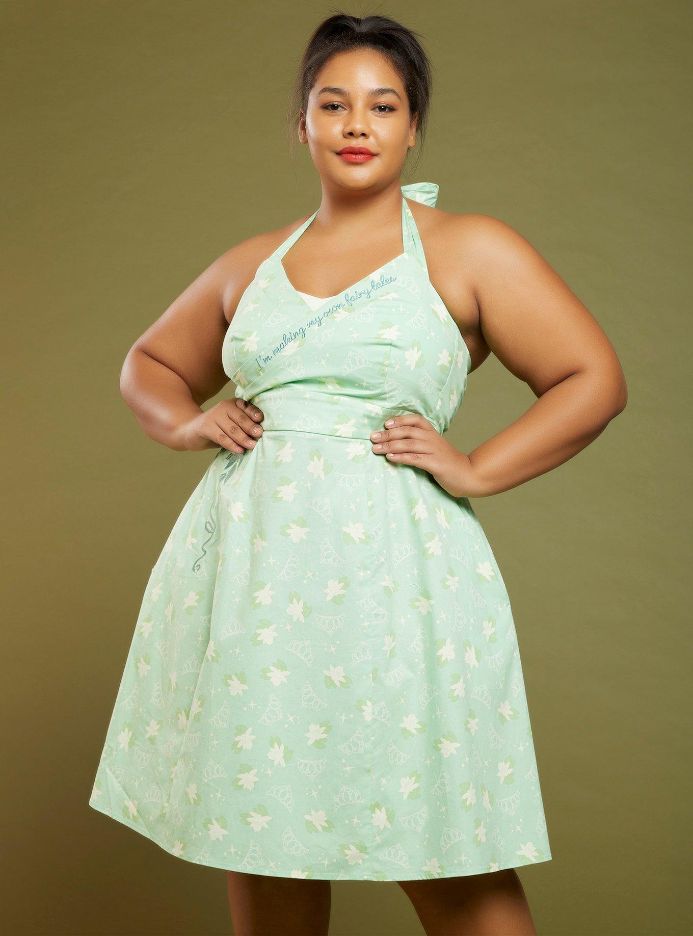 Her Universe Disney The Princess And The Frog Icon Retro Halter Dress Plus Size, GREEN, hi-res