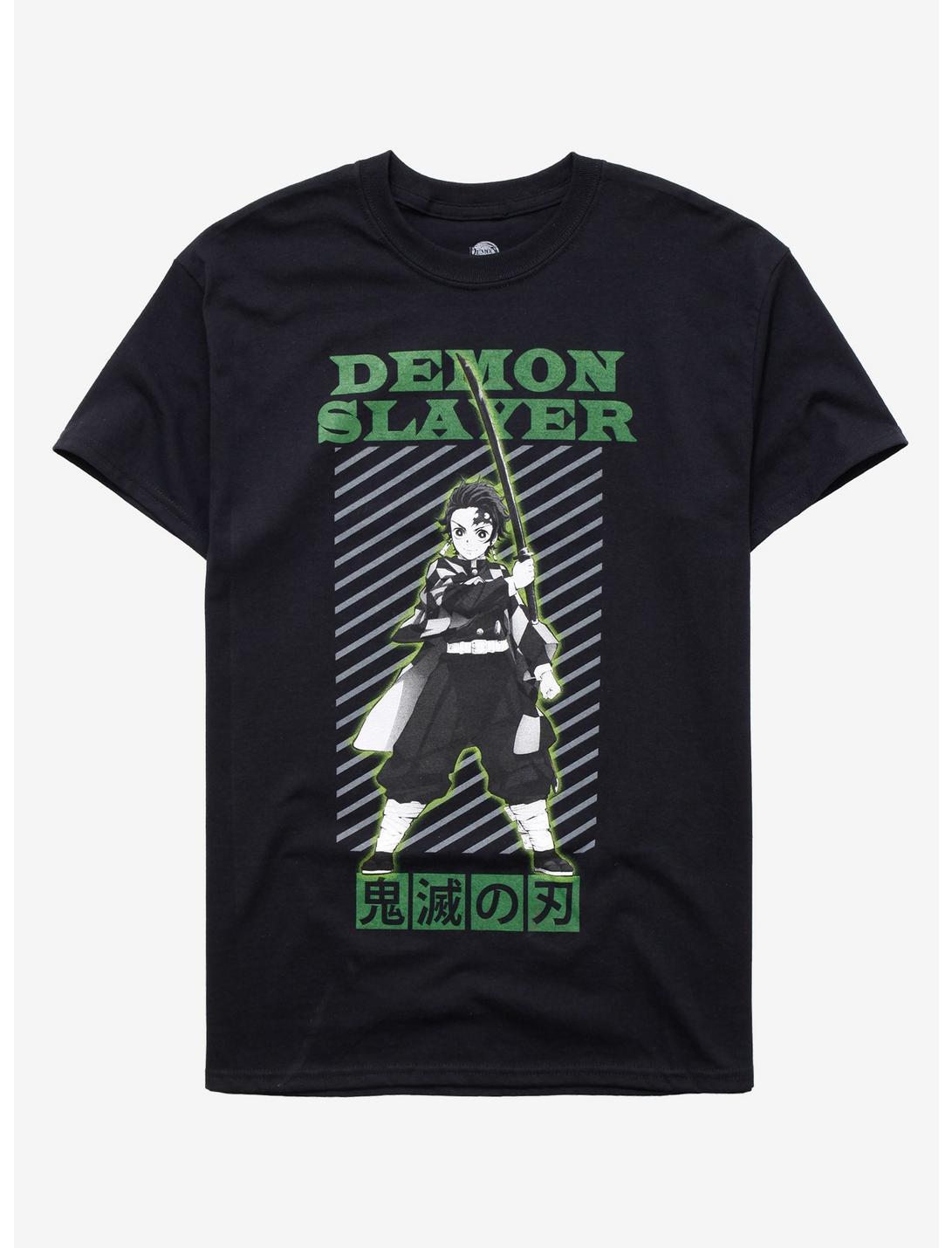 Demon Slayer: Kimetsu No Yaiba Tanjiro Green Text T-Shirt, BLACK, hi-res