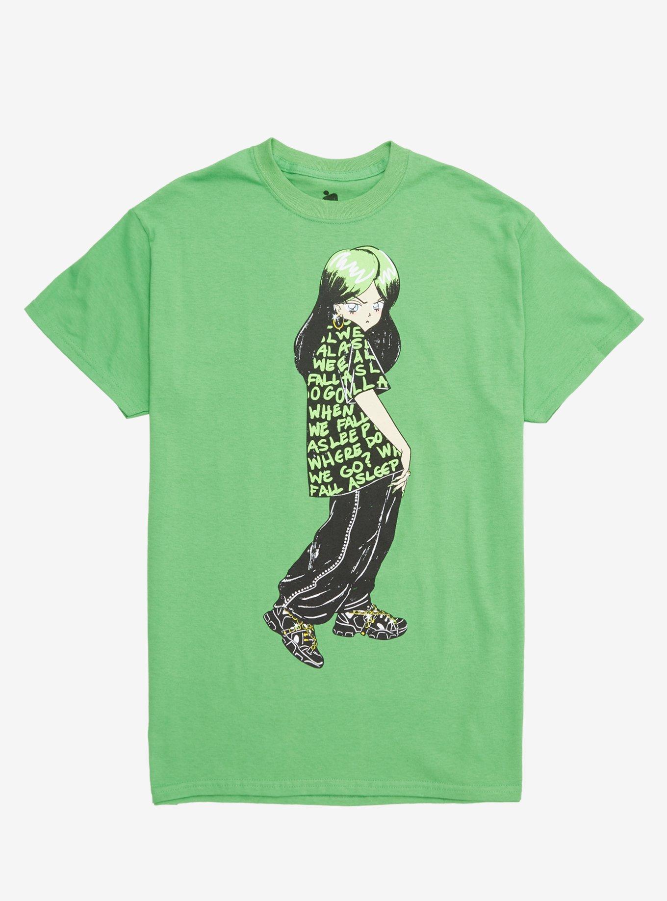 Billie Eilish Anime Green T-Shirt