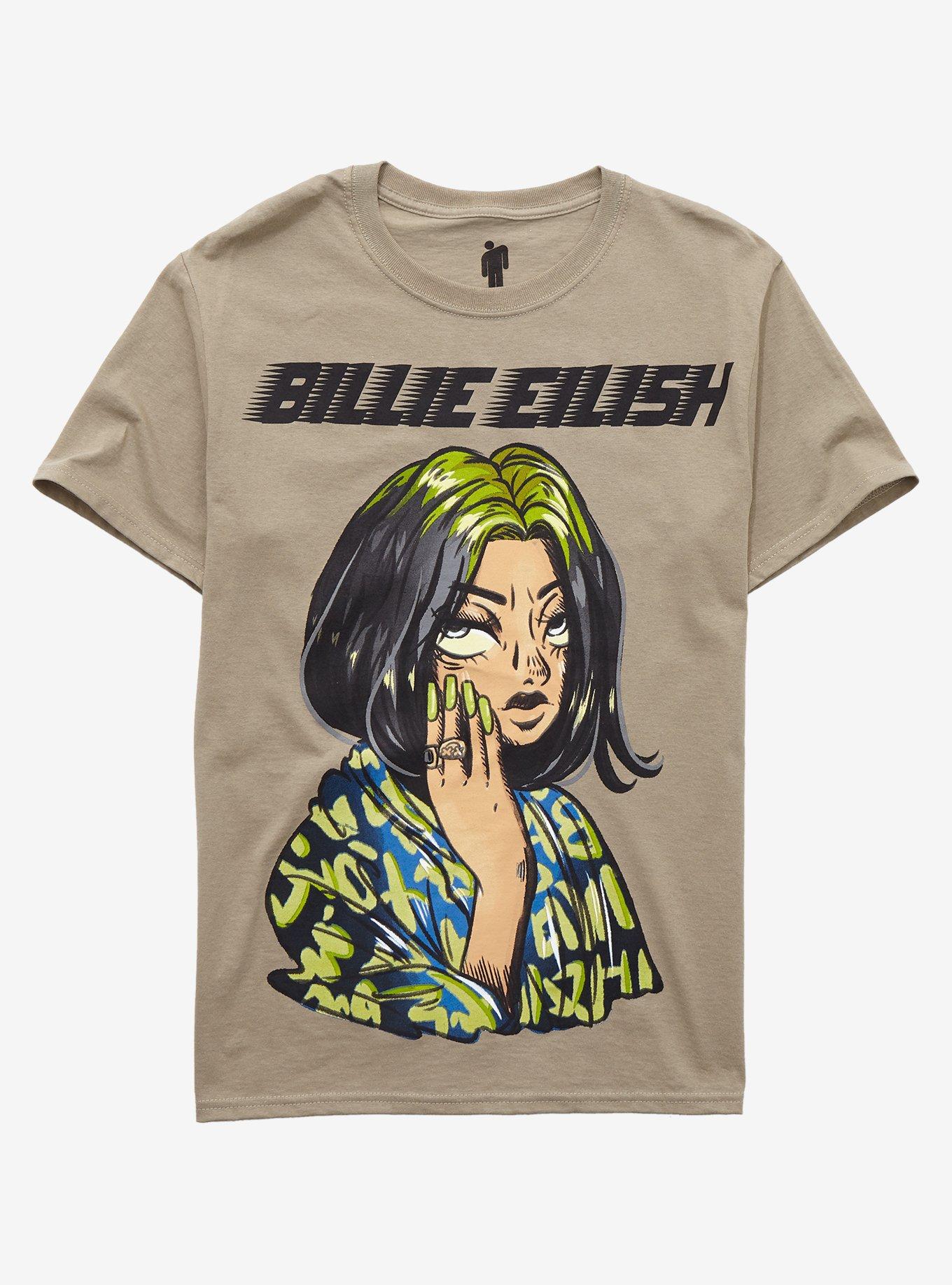 Billie Eilish Colorful Anime Portrait T Shirt Hot Topic 0991