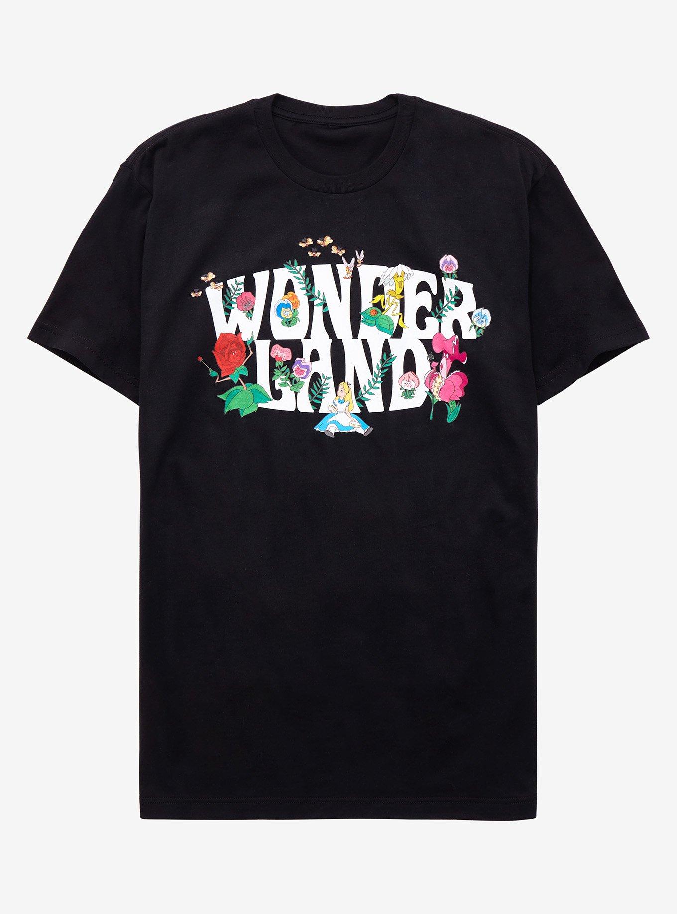 Disney Alice In Wonderland Floral Wonderland T-Shirt, BLACK, hi-res
