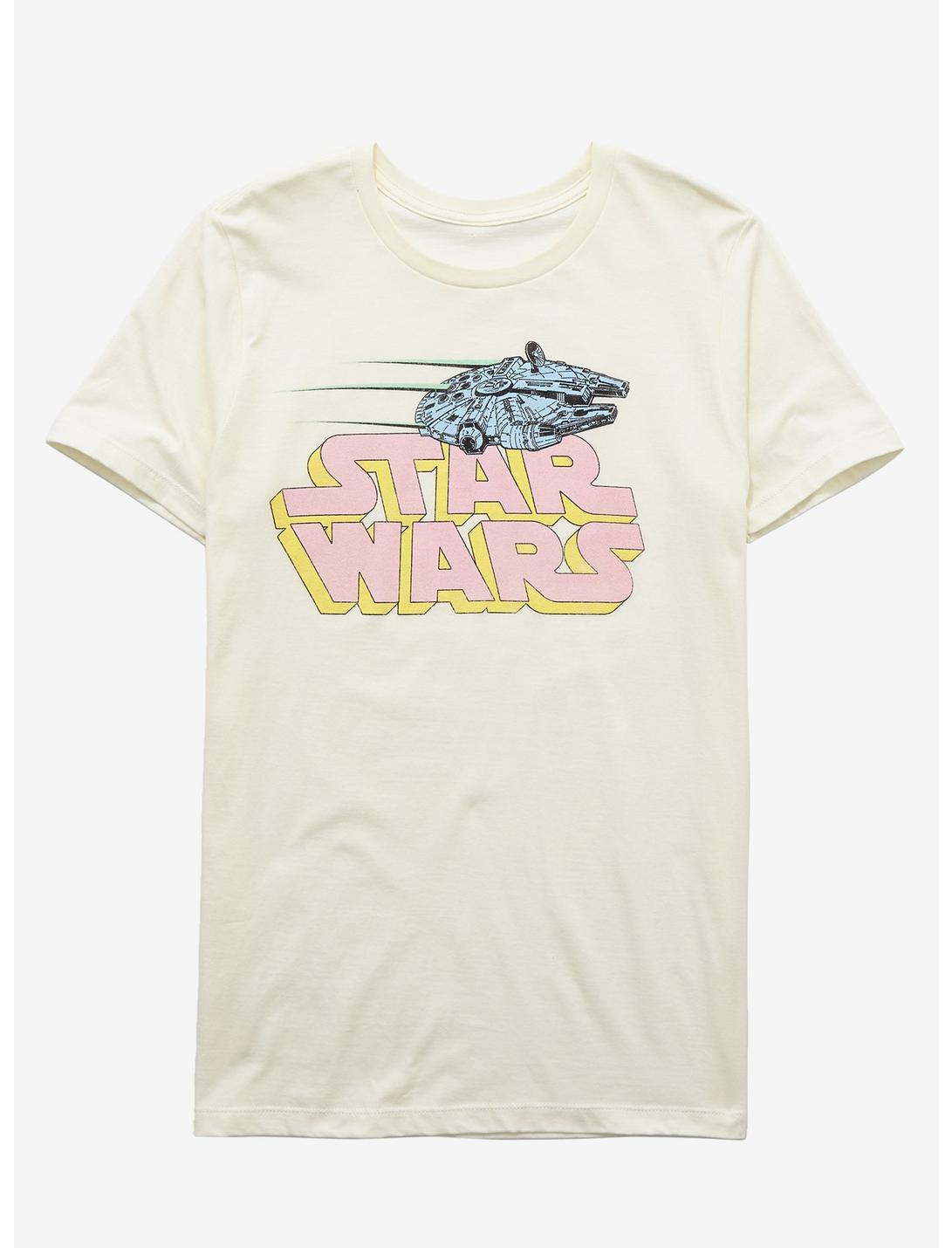 Star Wars Pastel Logo & Falcon T-Shirt, WHITE, hi-res