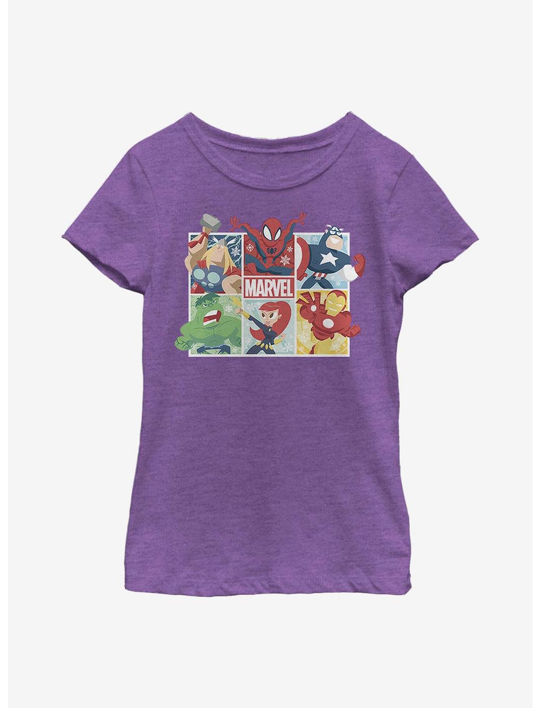 Marvel Avengers Hero Squares Youth Girls T-Shirt, PURPLE BERRY, hi-res