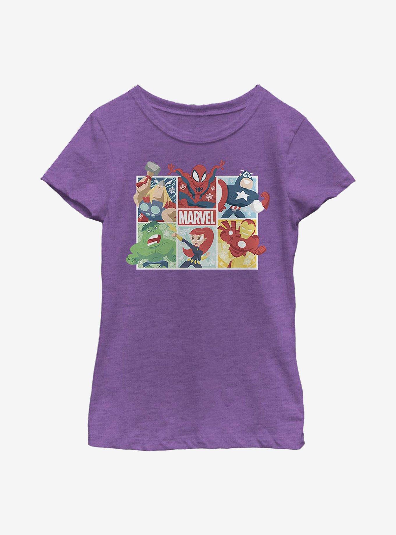 Marvel Avengers Hero Squares Youth Girls T-Shirt, PURPLE BERRY, hi-res