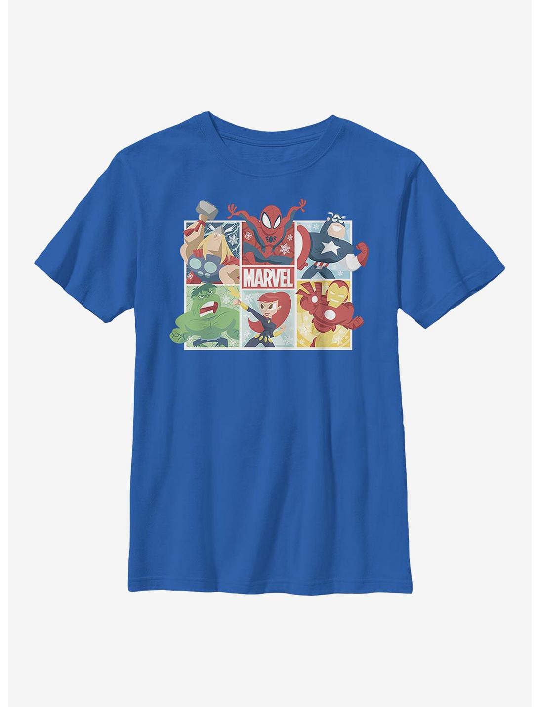 Plus Size Marvel Avengers Hero Squares Youth T-Shirt, ROYAL, hi-res