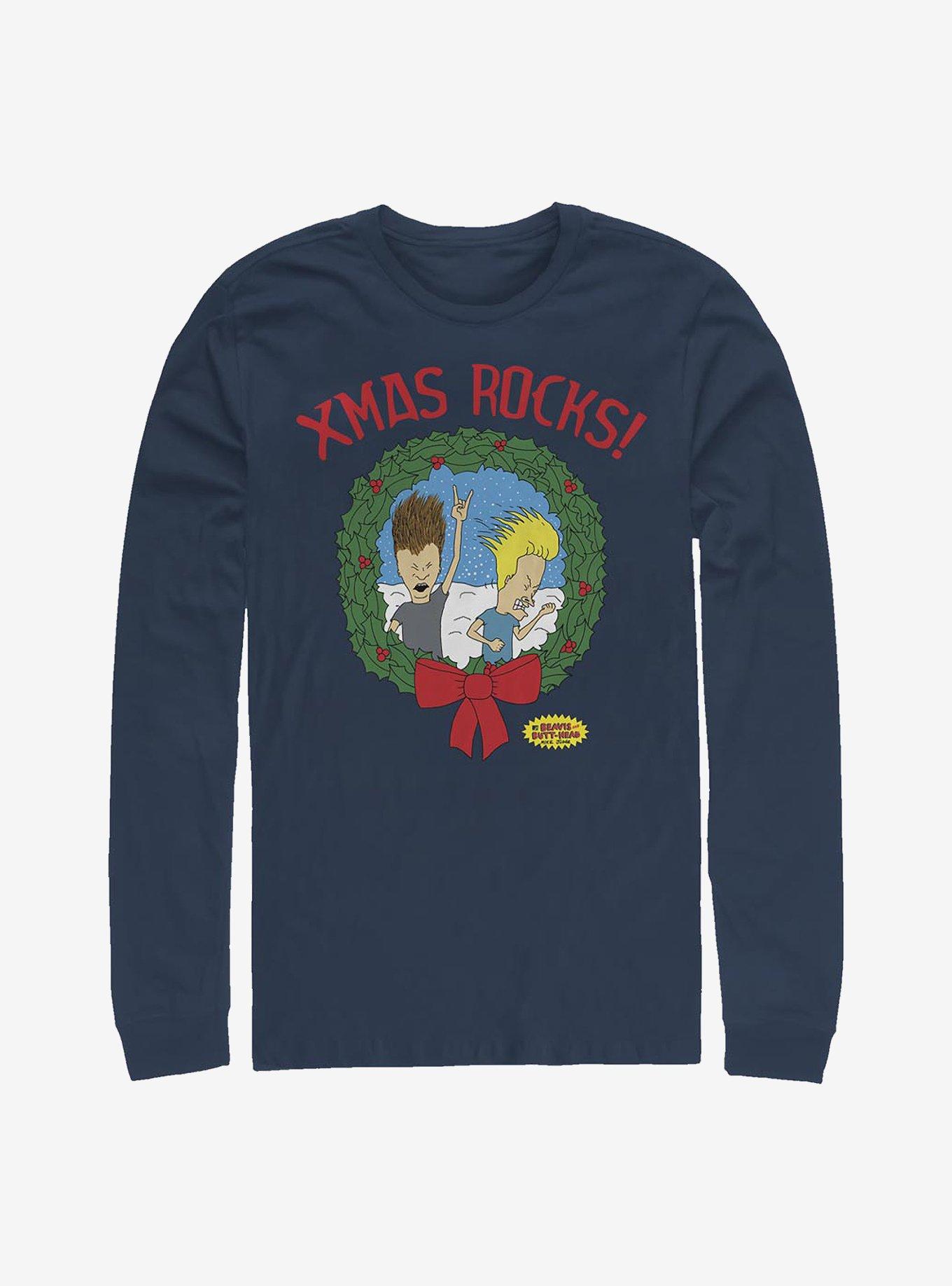 Beavis And Butthead Xmas Rocks Wreath Long-Sleeve T-Shirt, , hi-res