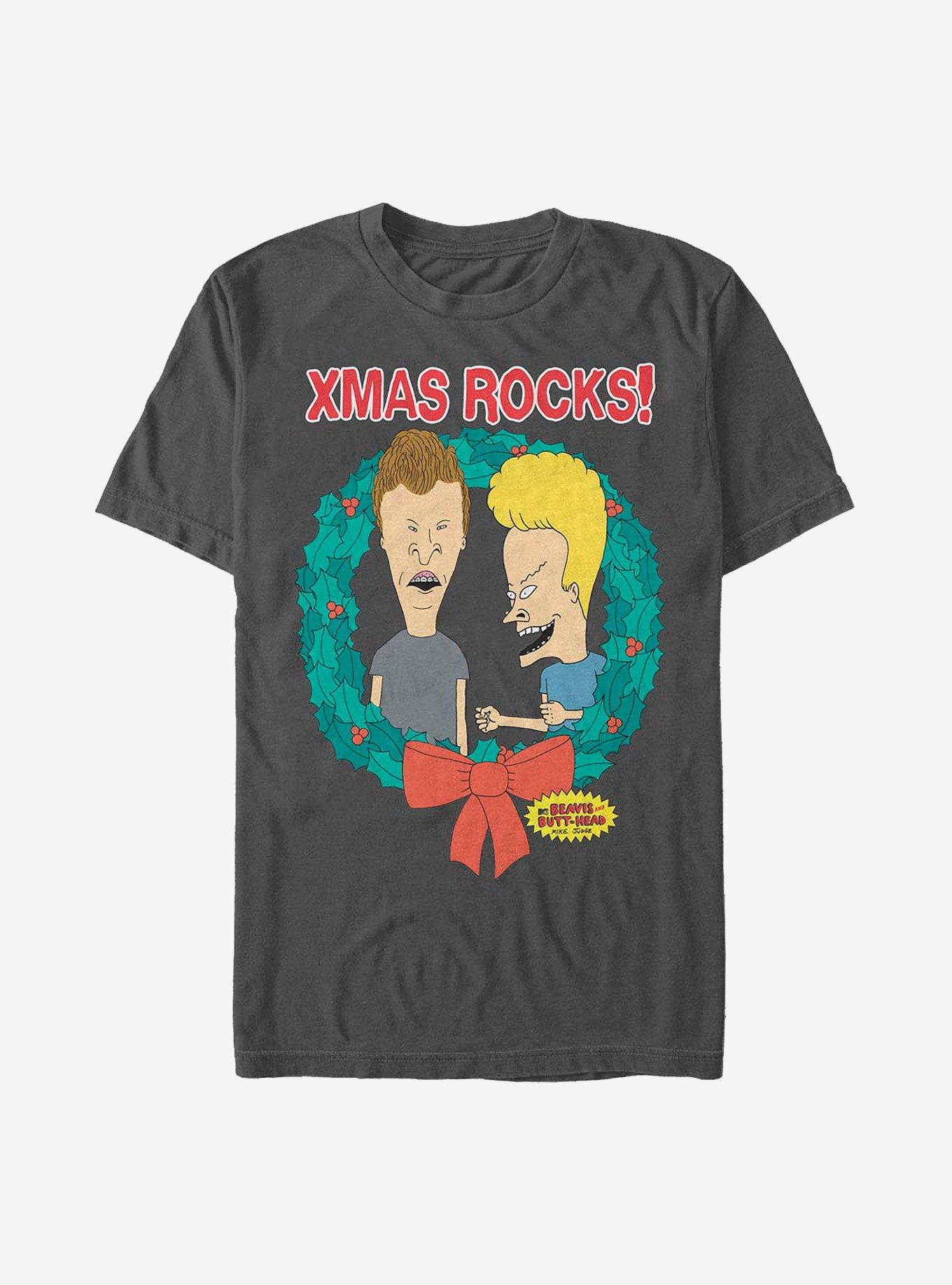 Beavis And Butthead Xmas Rocks Wreath T-Shirt, , hi-res