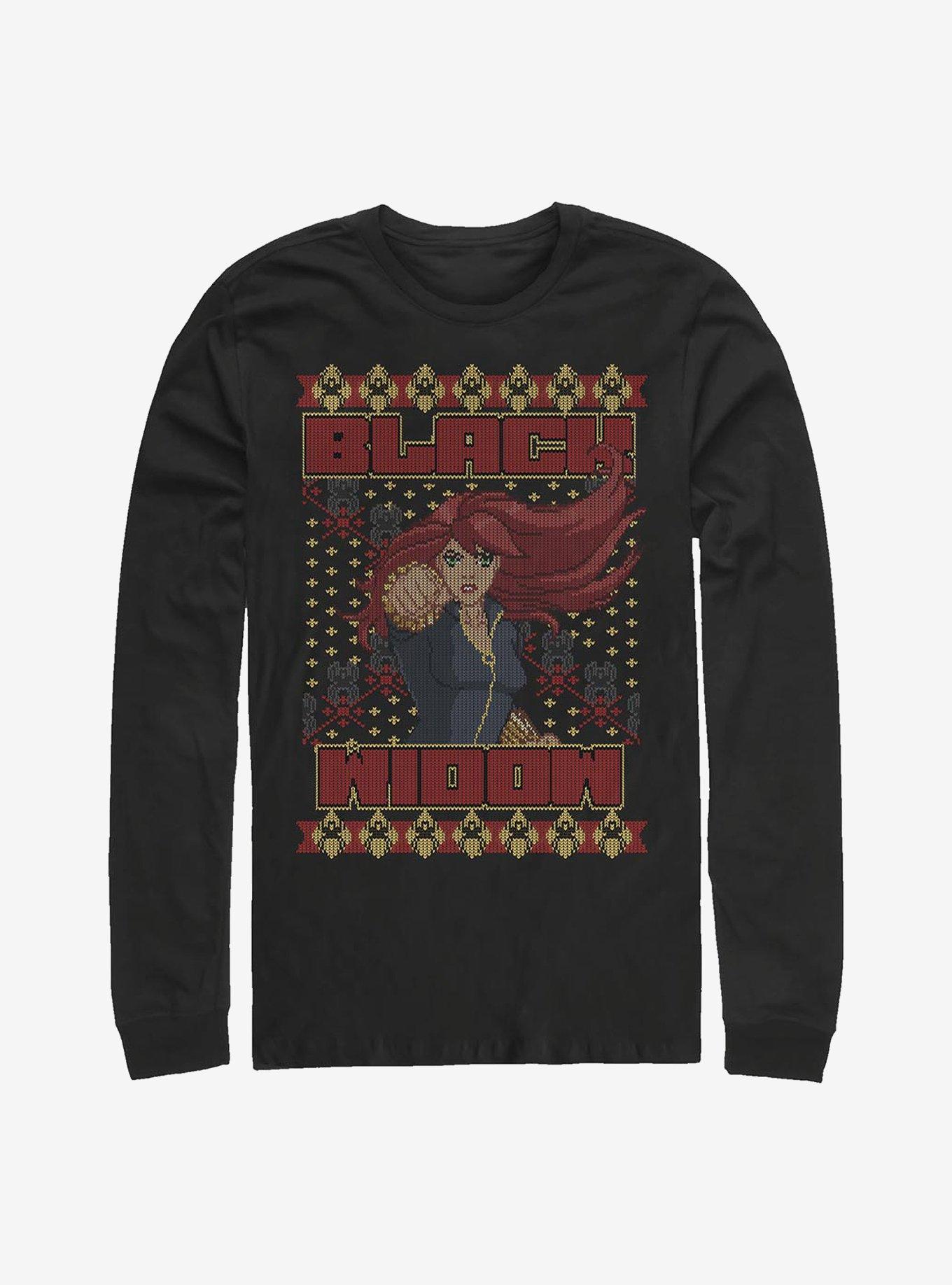 Marvel Black Widow Christmas Holiday Pattern Long-Sleeve T-Shirt, , hi-res