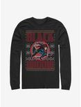 Marvel Black Widow Christmas Holiday Pattern Long-Sleeve T-Shirt, BLACK, hi-res