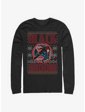 Marvel Black Widow Christmas Holiday Pattern Long-Sleeve T-Shirt, , hi-res