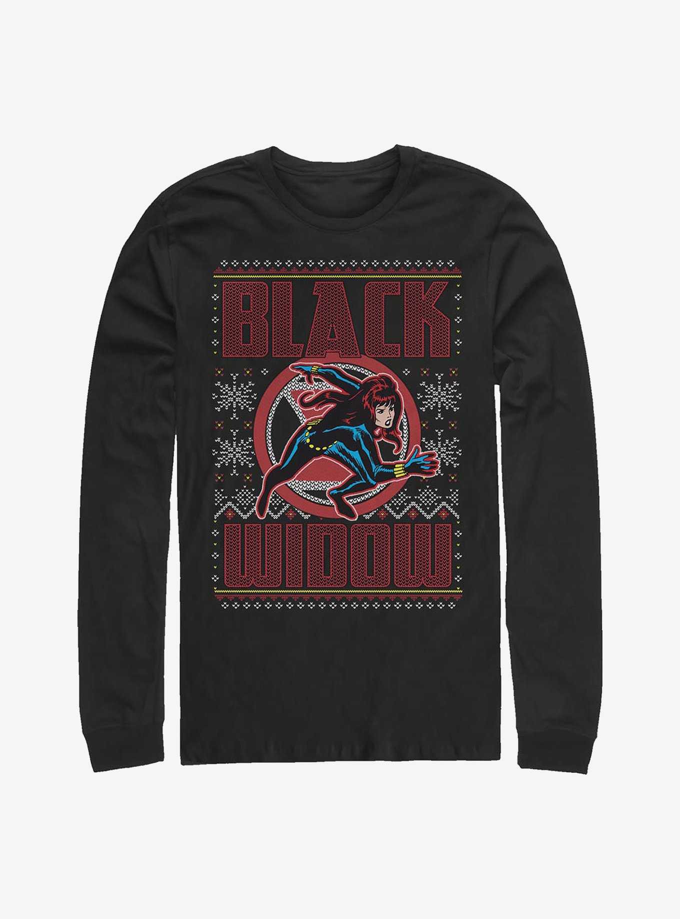 Marvel Black Widow Christmas Holiday Pattern Long-Sleeve T-Shirt, , hi-res