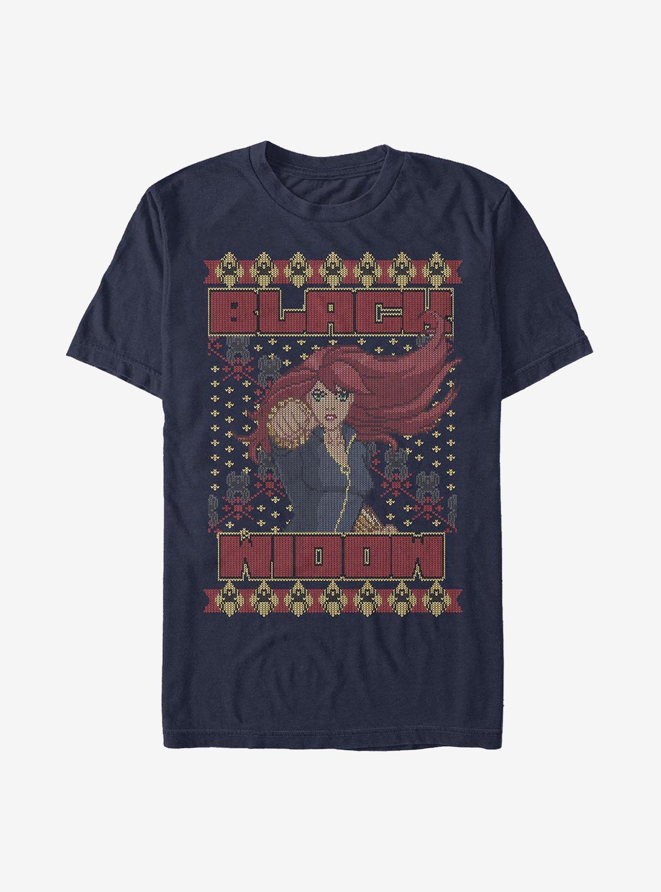 Marvel Black Widow Christmas Holiday Pattern T-Shirt, , hi-res