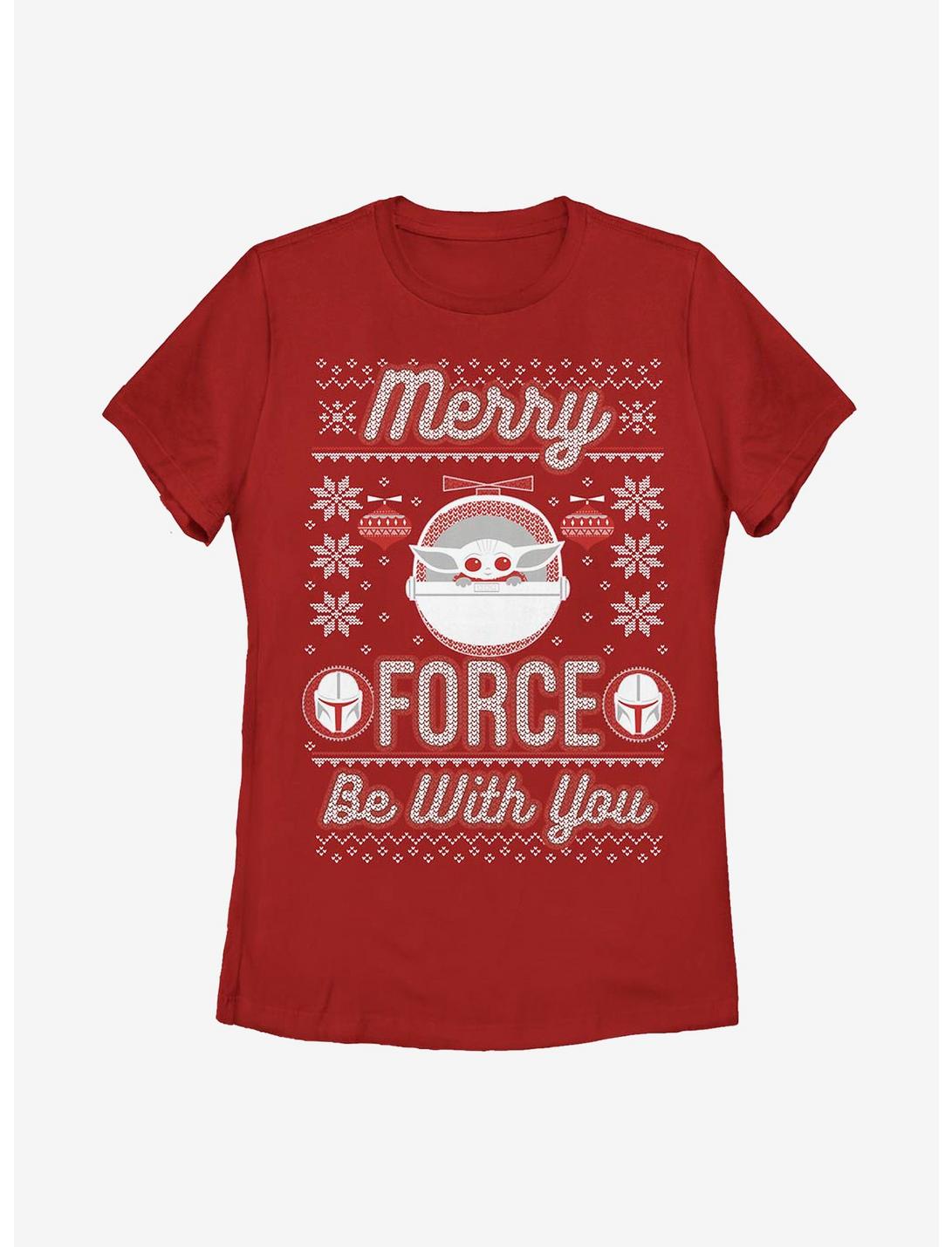 Star Wars The Mandalorian The Child Merry Force Womens T-Shirt, RED, hi-res