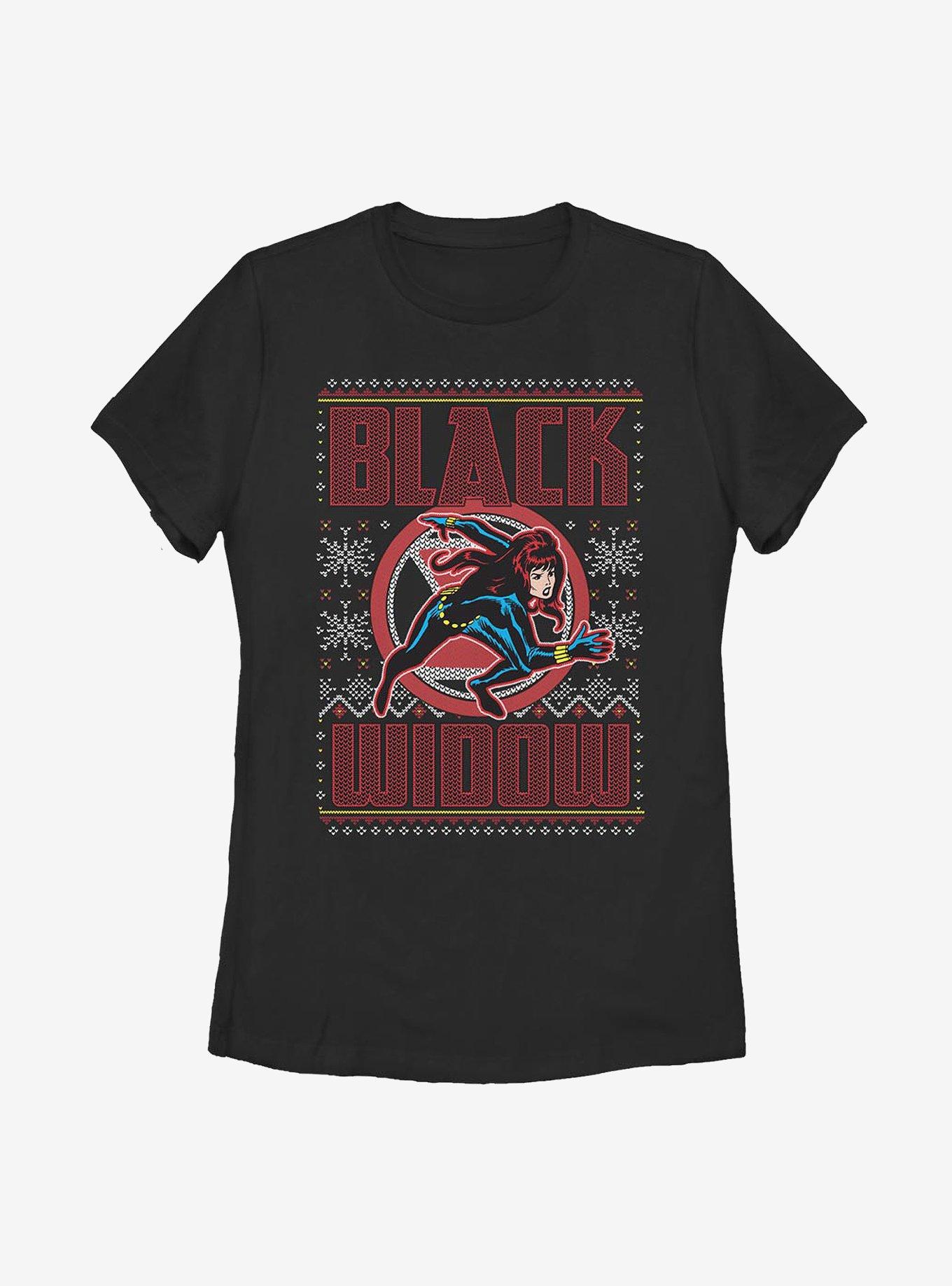 Marvel Black Widow Christmas Holiday Pattern Womens T-Shirt, , hi-res