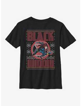 Marvel Black Widow Christmas Holiday Pattern Youth T-Shirt, , hi-res