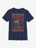 Marvel Black Widow Christmas Holiday Pattern Youth T-Shirt, NAVY, hi-res