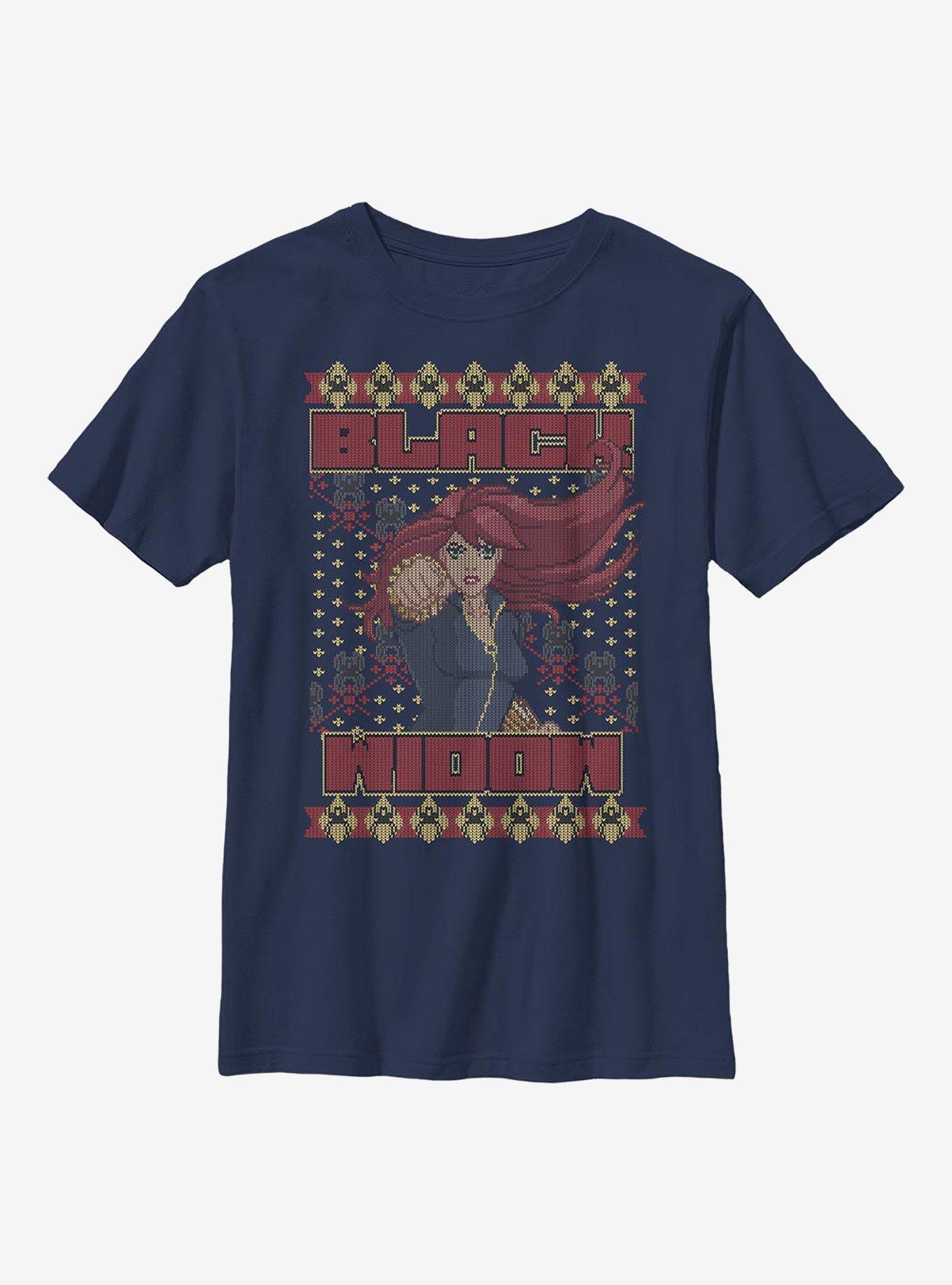 Marvel Black Widow Christmas Holiday Pattern Youth T-Shirt, , hi-res