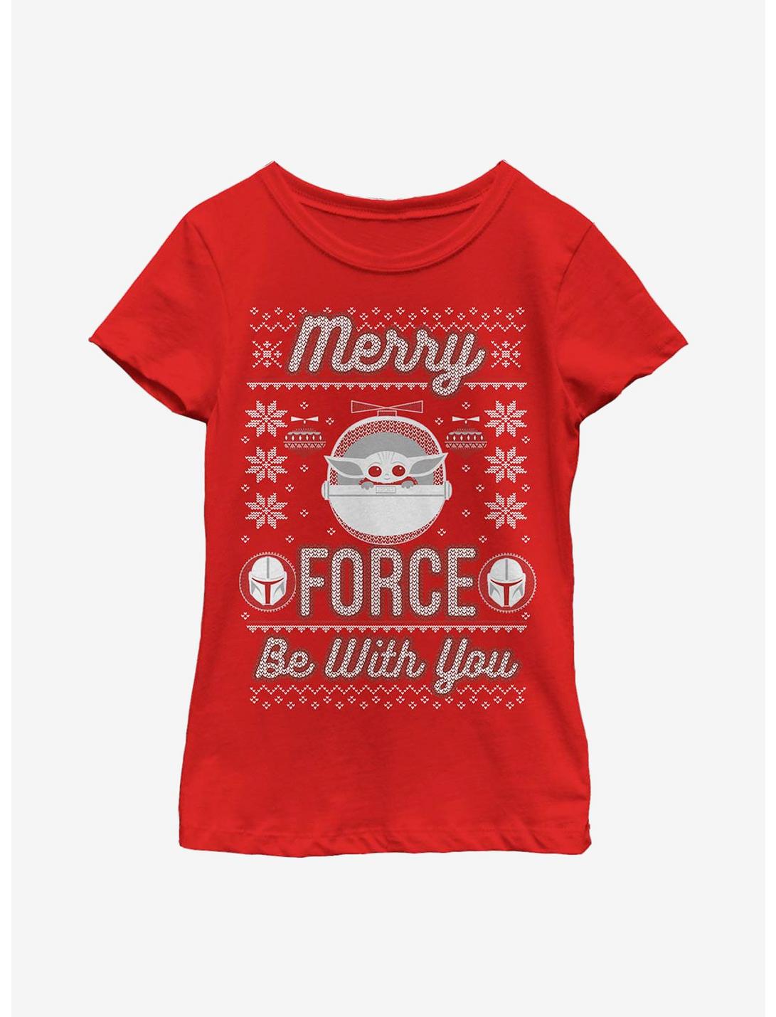 Star Wars The Mandalorian The Child Merry Force Youth Girls T-Shirt, RED, hi-res