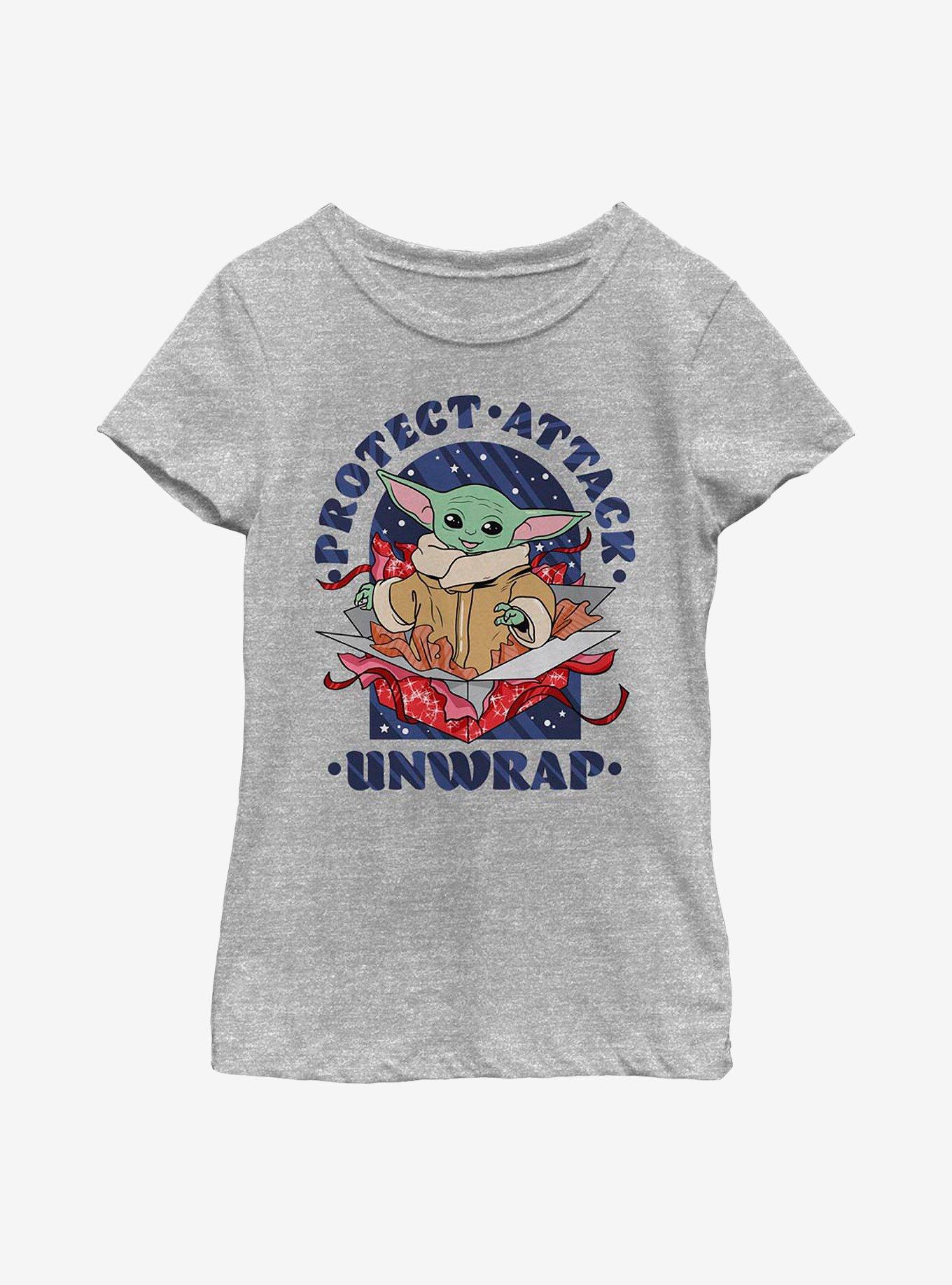 Star Wars The Mandalorian The Child Protect Attack Unwrap Youth Girls T-Shirt, , hi-res