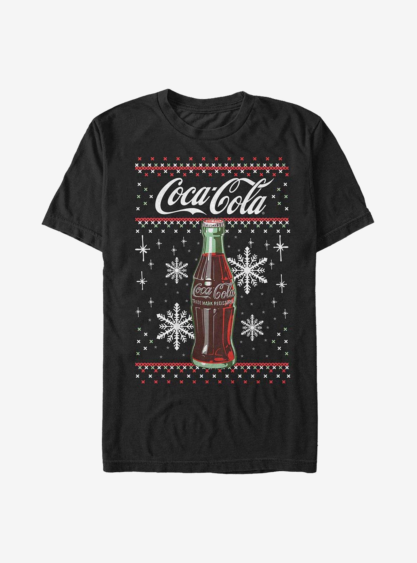 Coca-Cola Bottle Snowflakes Christmas Pattern T-Shirt, , hi-res