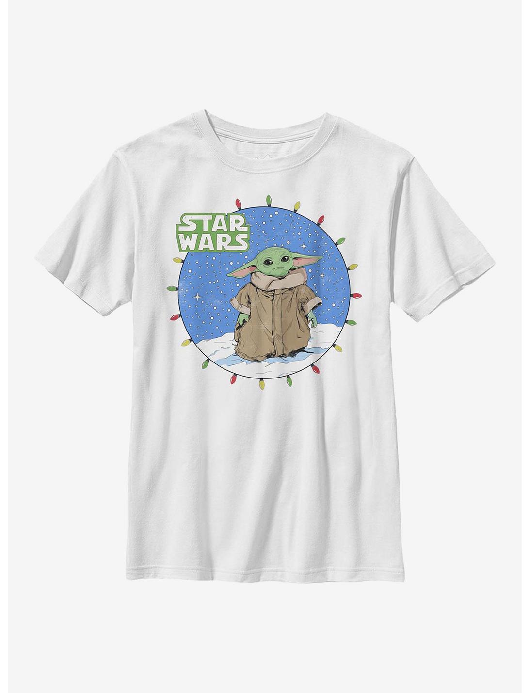 Star Wars The Mandalorian The Child Snow Baby Lights Youth T-Shirt, WHITE, hi-res