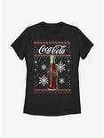Coca-Cola Bottle Snowflakes Christmas Pattern Womens T-Shirt, BLACK, hi-res