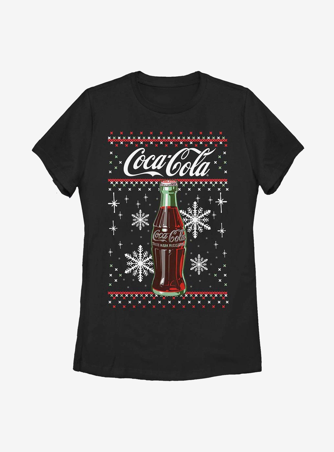 Coca-Cola Bottle Snowflakes Christmas Pattern Womens T-Shirt, , hi-res