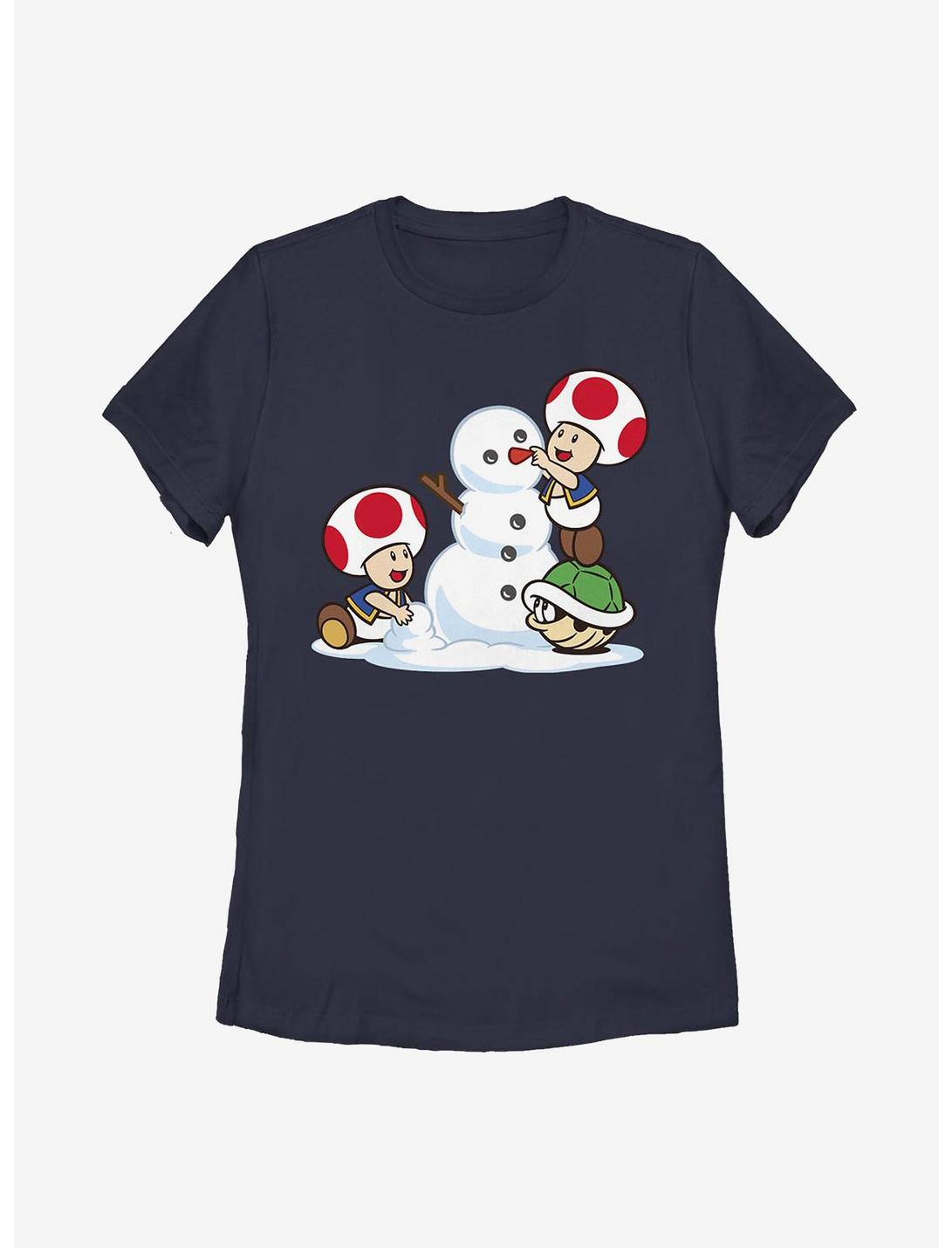 Super Mario Frosty Toad Christmas Womens T-Shirt, NAVY, hi-res