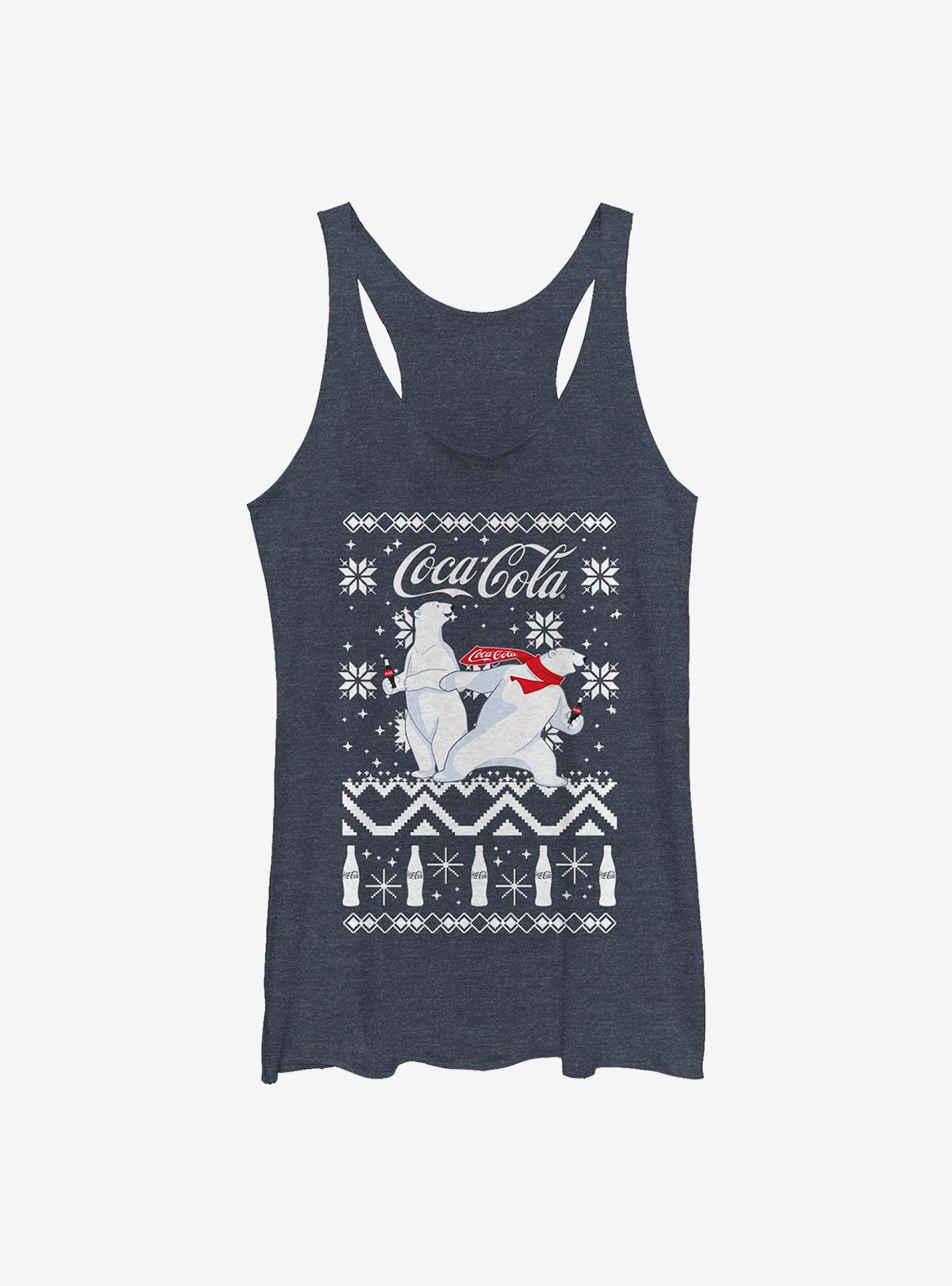 Coca-Cola Bear Slide Christmas Pattern Womens Tank Top, , hi-res