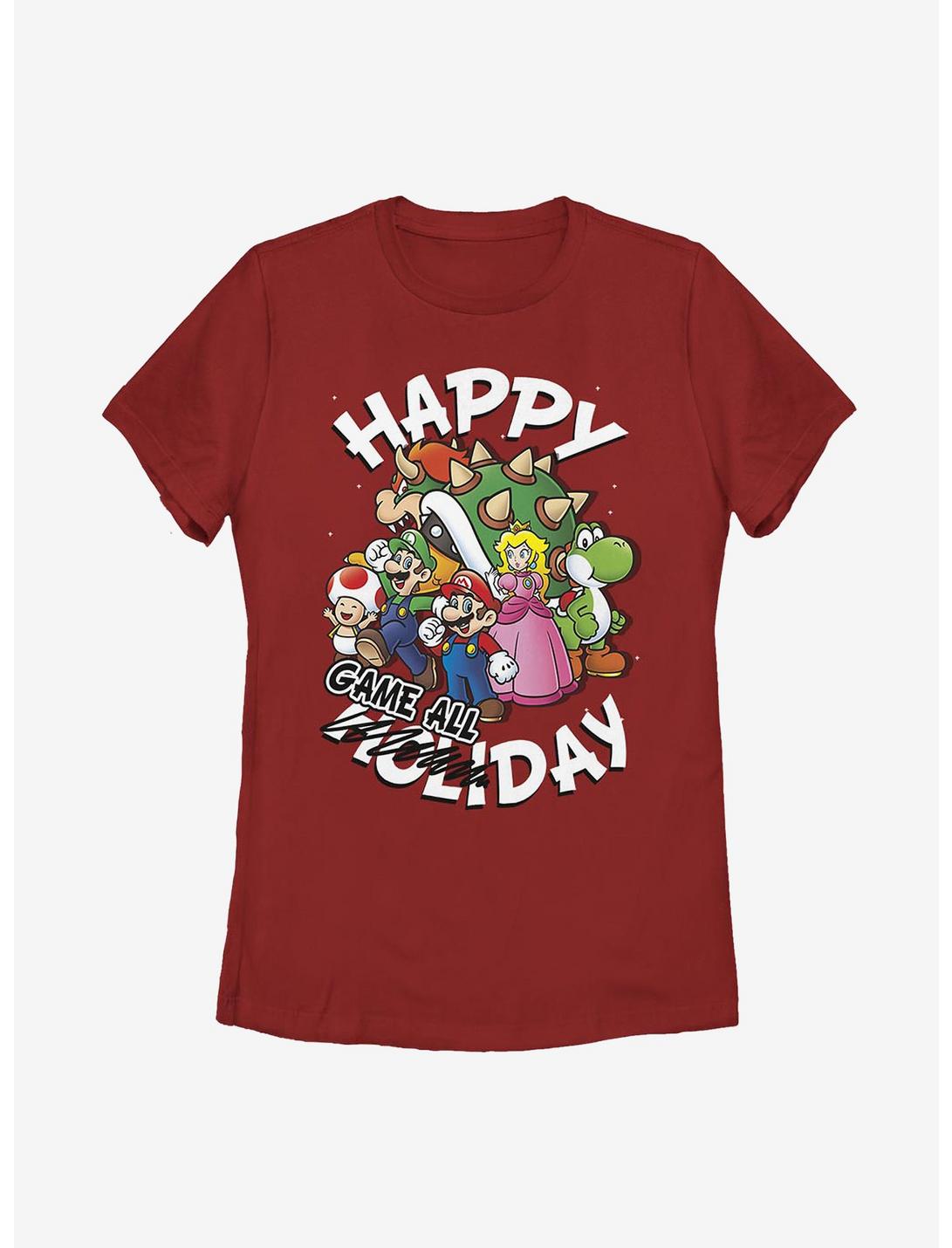 Super Mario Happy Game Day Womens T-Shirt, RED, hi-res