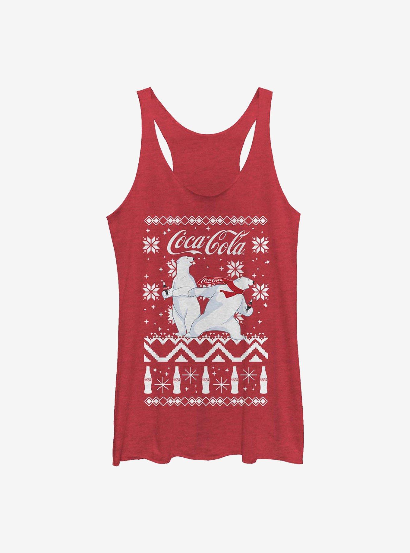 Coca-Cola Bear Slide Christmas Pattern Womens Tank Top, , hi-res
