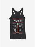 Coca-Cola Bottle Snowflakes Christmas Pattern Womens Tank Top, BLK HTR, hi-res
