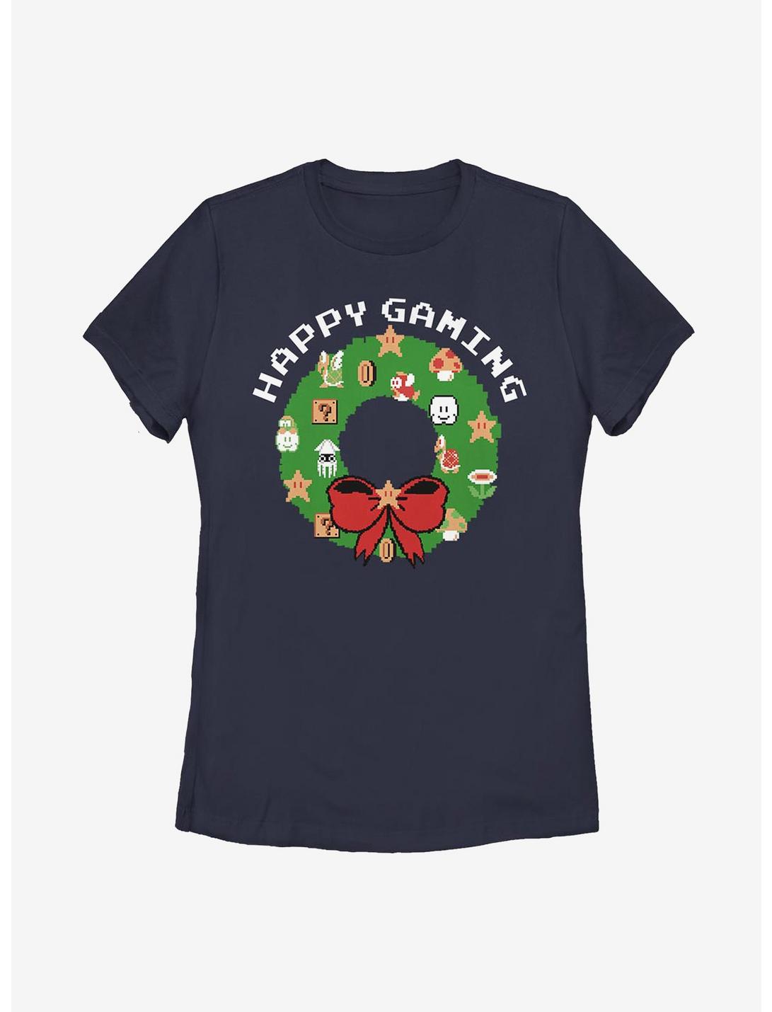 Super Mario Merry Gaming Womens T-Shirt, NAVY, hi-res